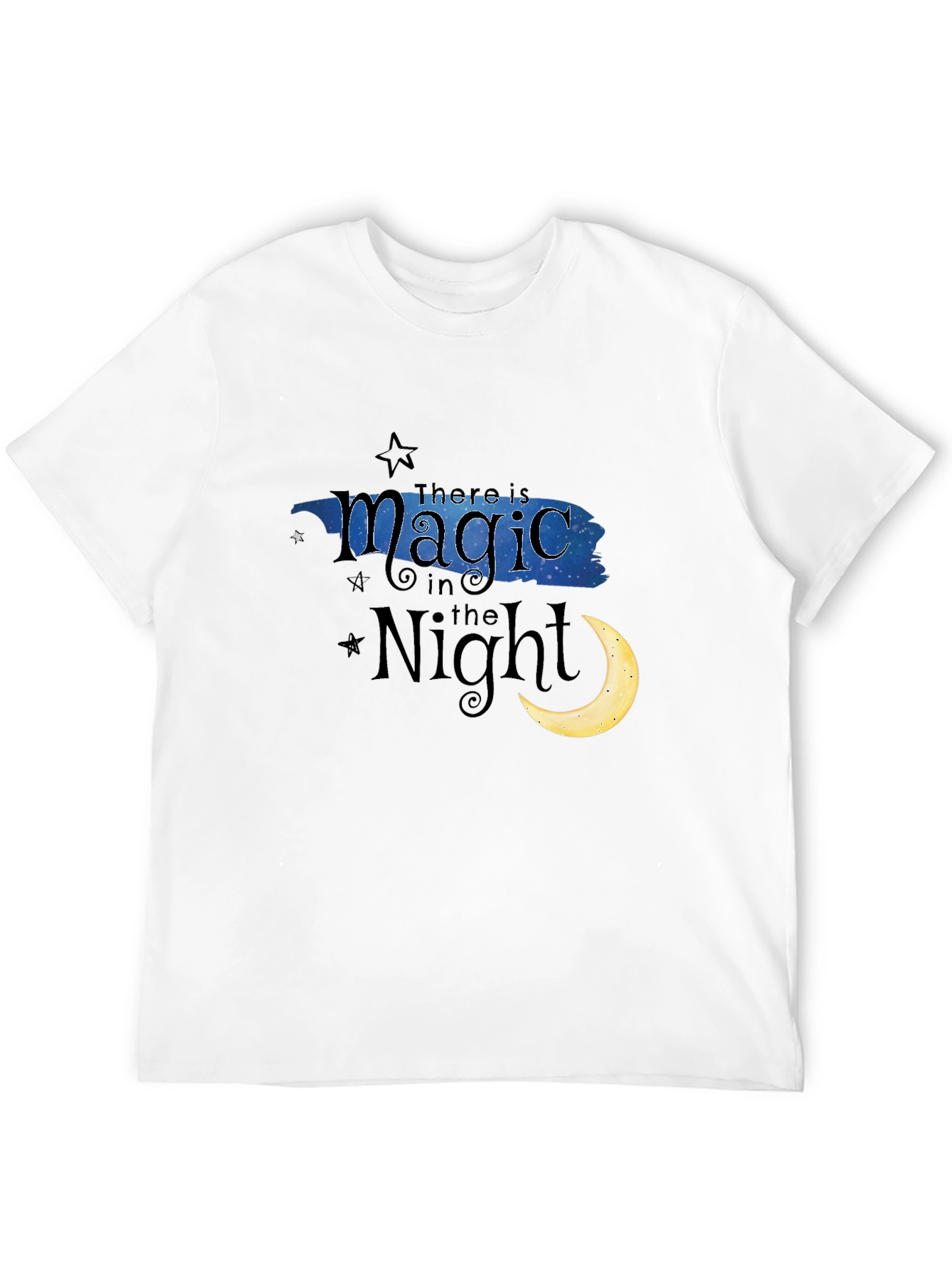 Black Magic in the Night T-Shirt - Crescent Moon & Stars Black Tee view 12