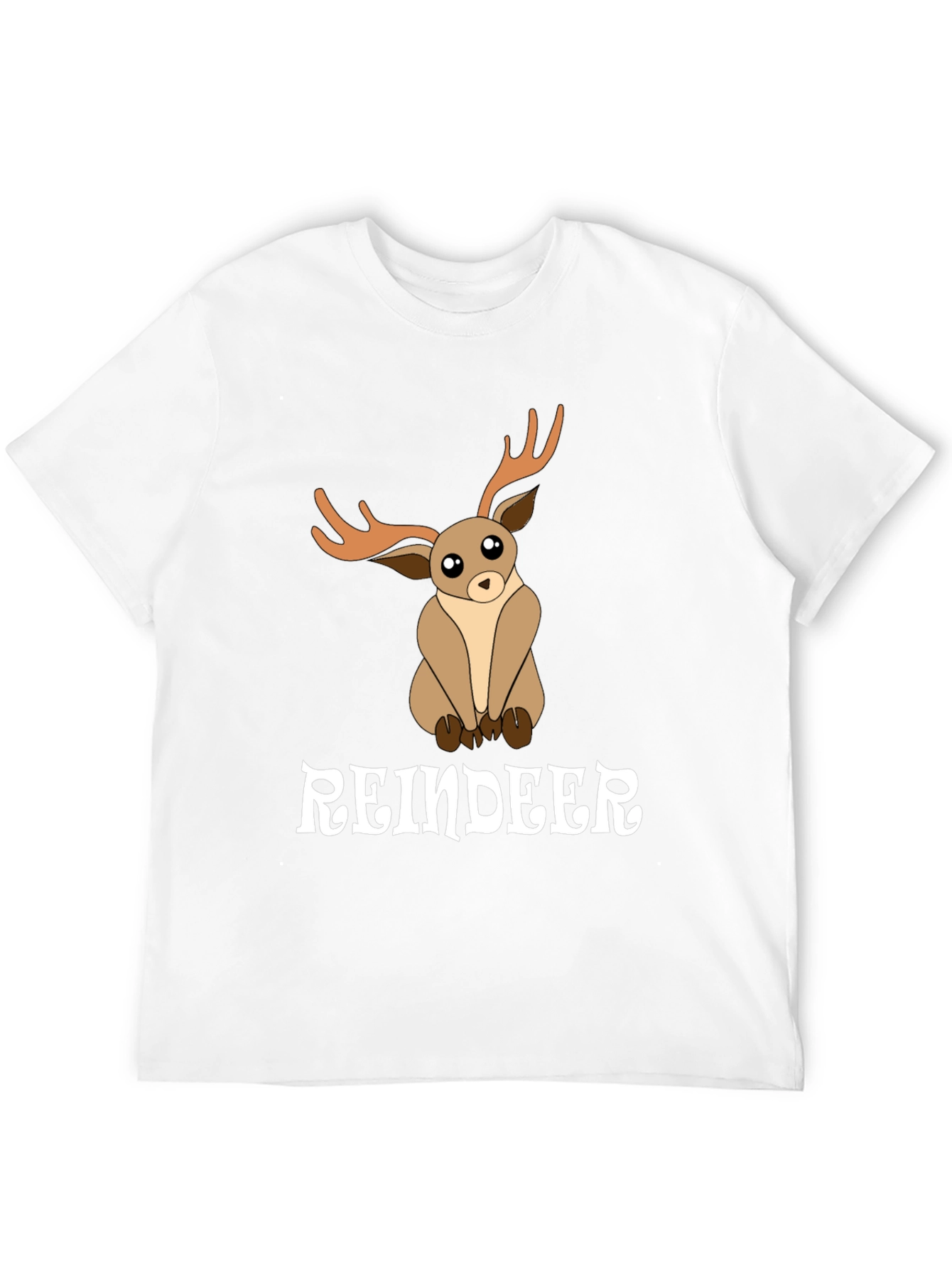 Black Cute Reindeer Graphic Tee - Black Cotton T-Shirt view 12