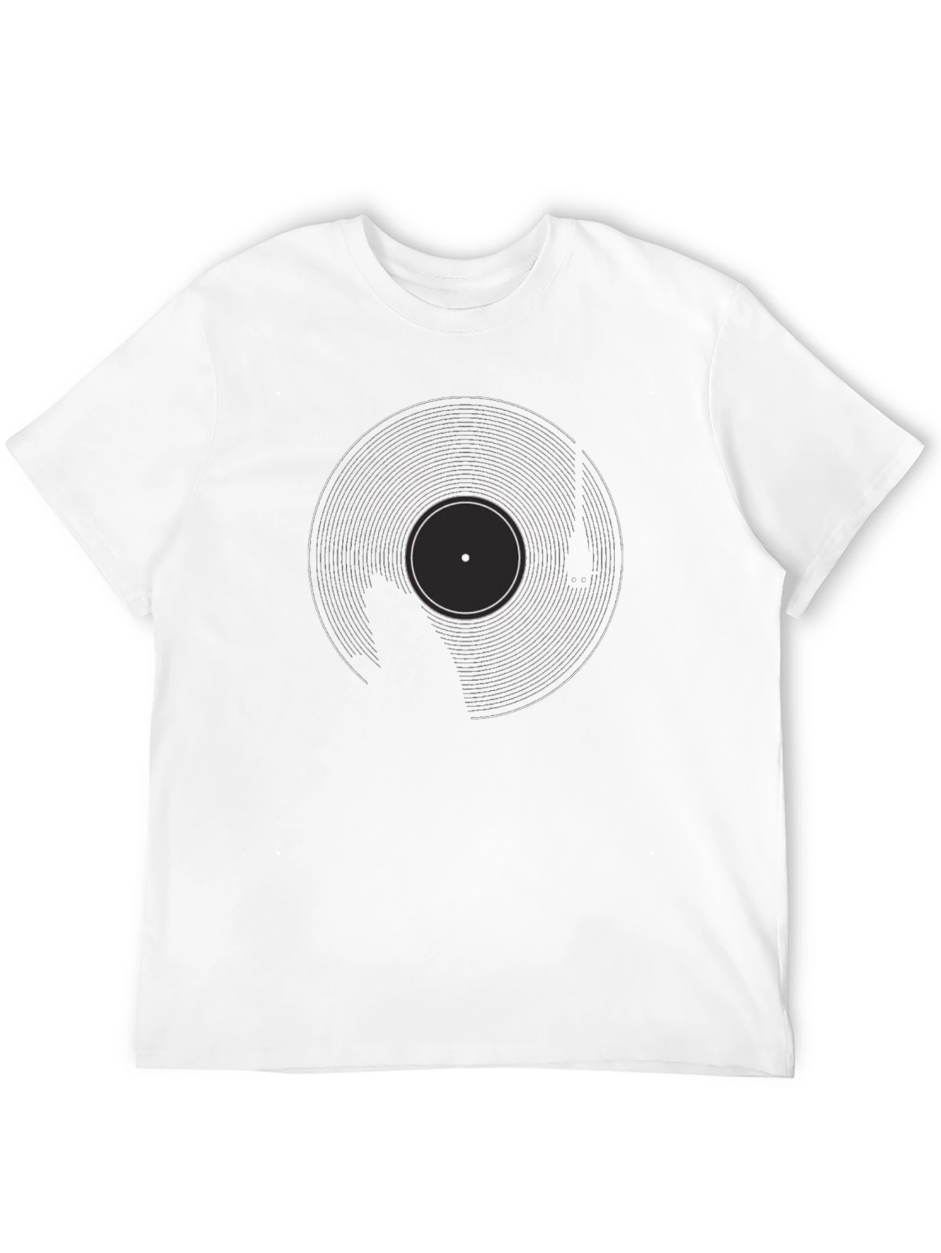 Black Retro Vinyl Record Graphic Tee - Black Cotton Blend view 12