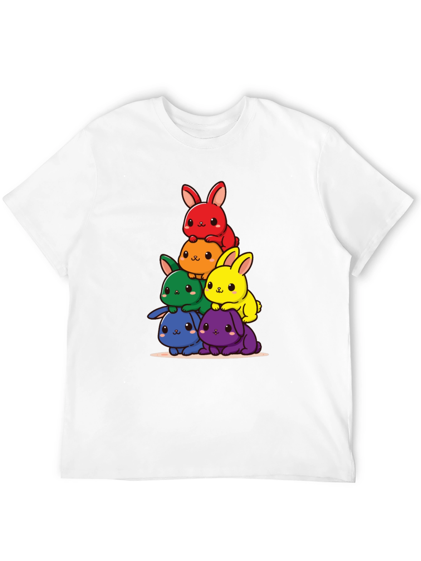Black Rainbow Bunny Stack T-Shirt view 12