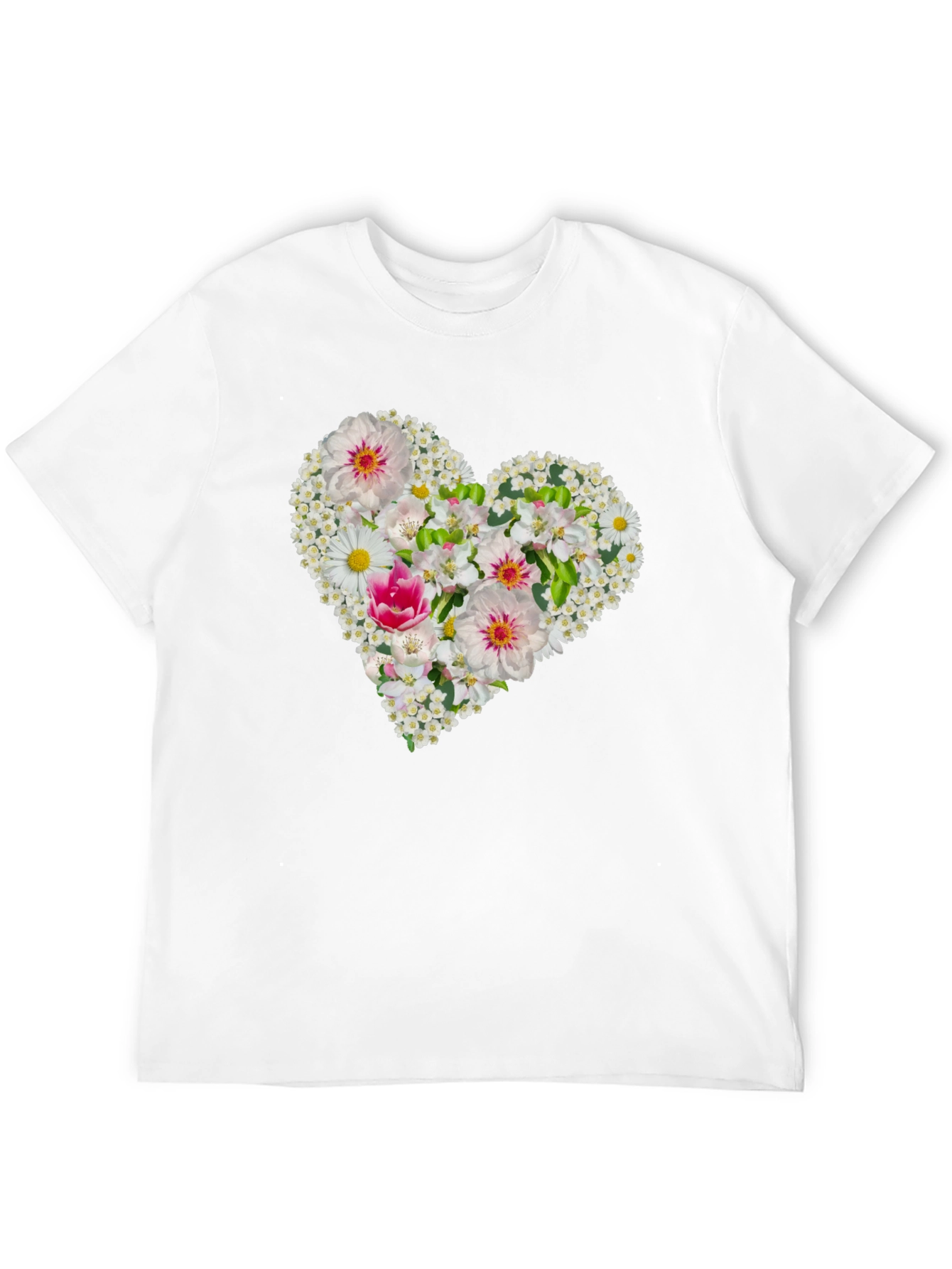 Black Floral Heart Tee - Black Cotton Graphic T-Shirt view 12