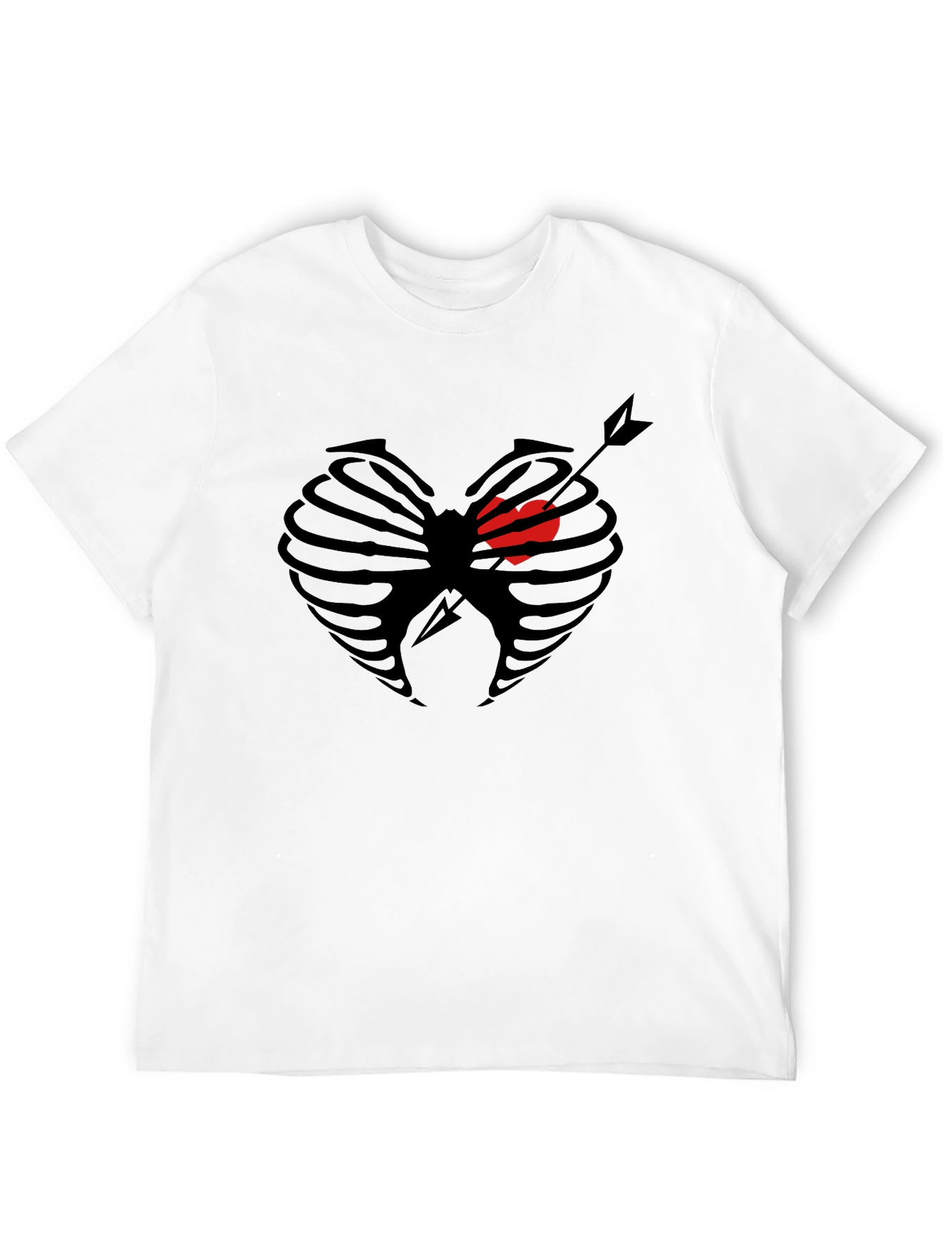 Black Heart Ribcage Arrow Graphic Tee - Black Cotton T-Shirt view 12