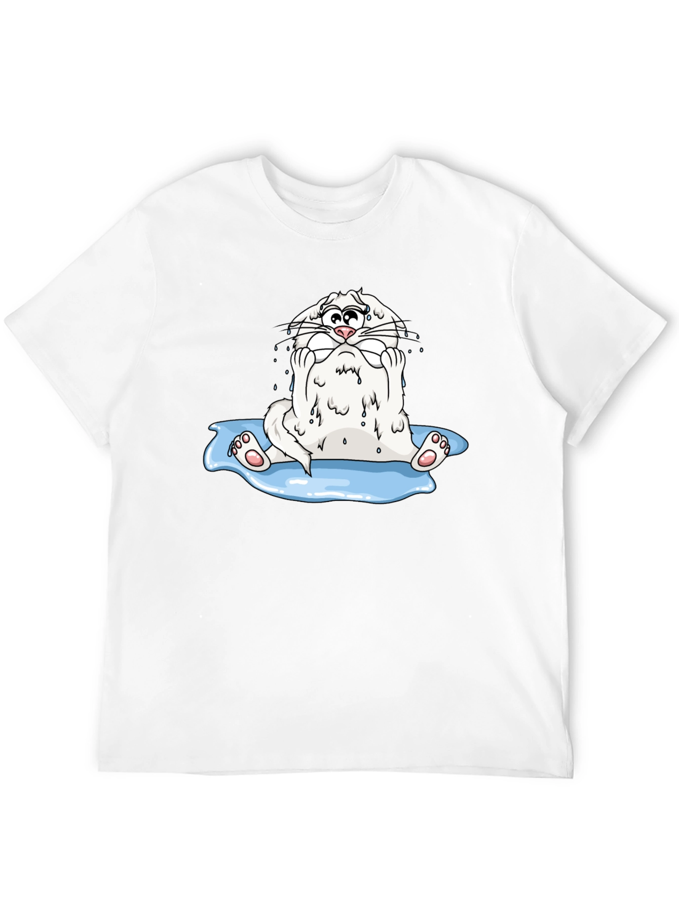 Black Funny Cartoon Cat Black T-Shirt view 12