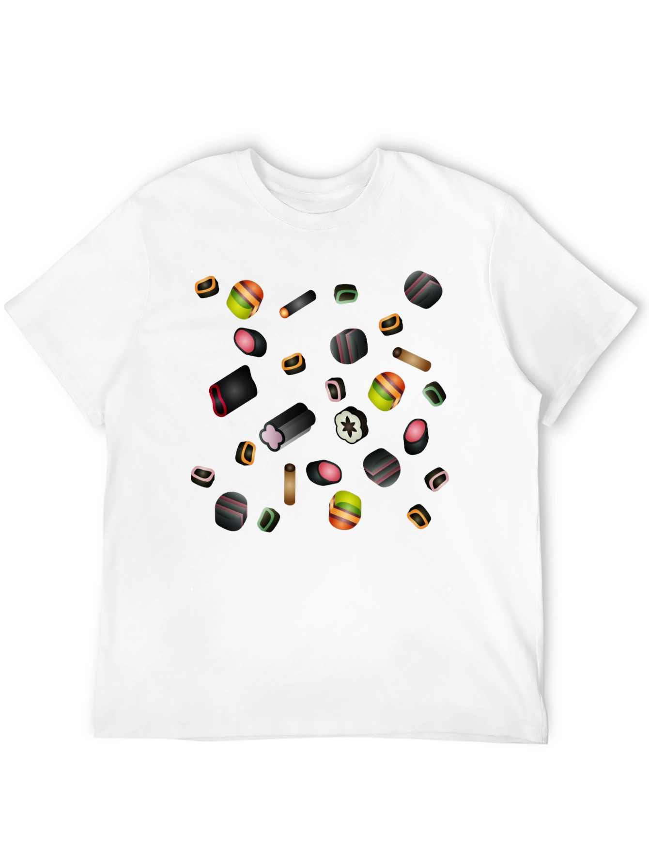 Black Liquorice Candy Print Black T-Shirt view 12