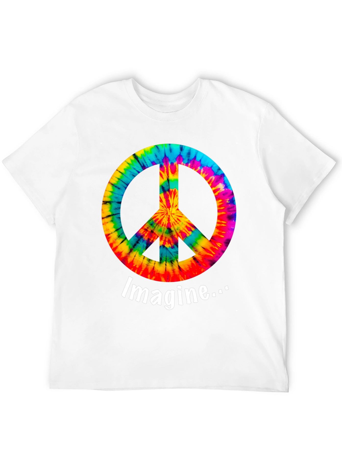 Black Imagine Peace Sign Tie-Dye Graphic T-Shirt view 12