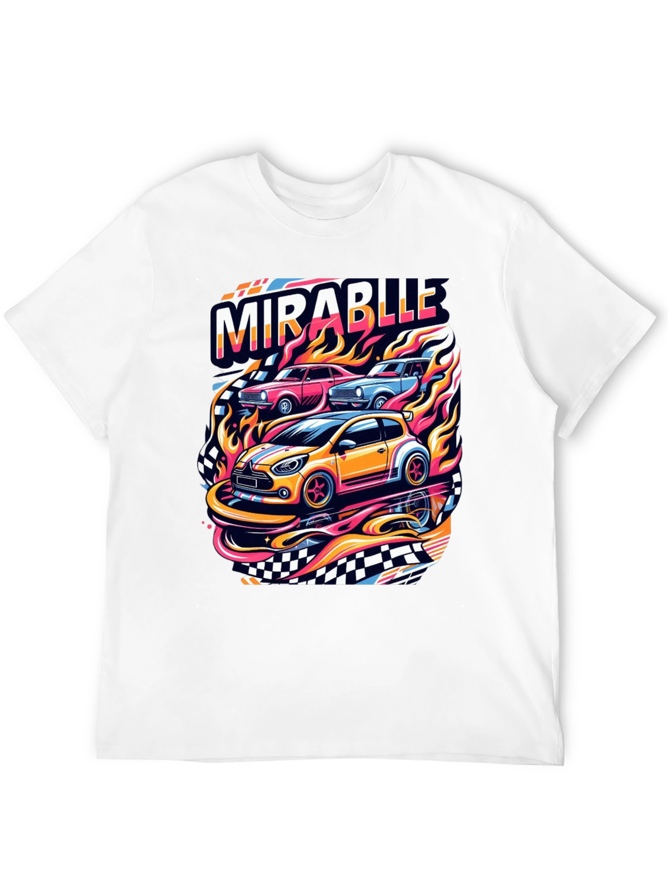 Black Mirablle Cars Graphic T-Shirt - Retro Racing Style view 12