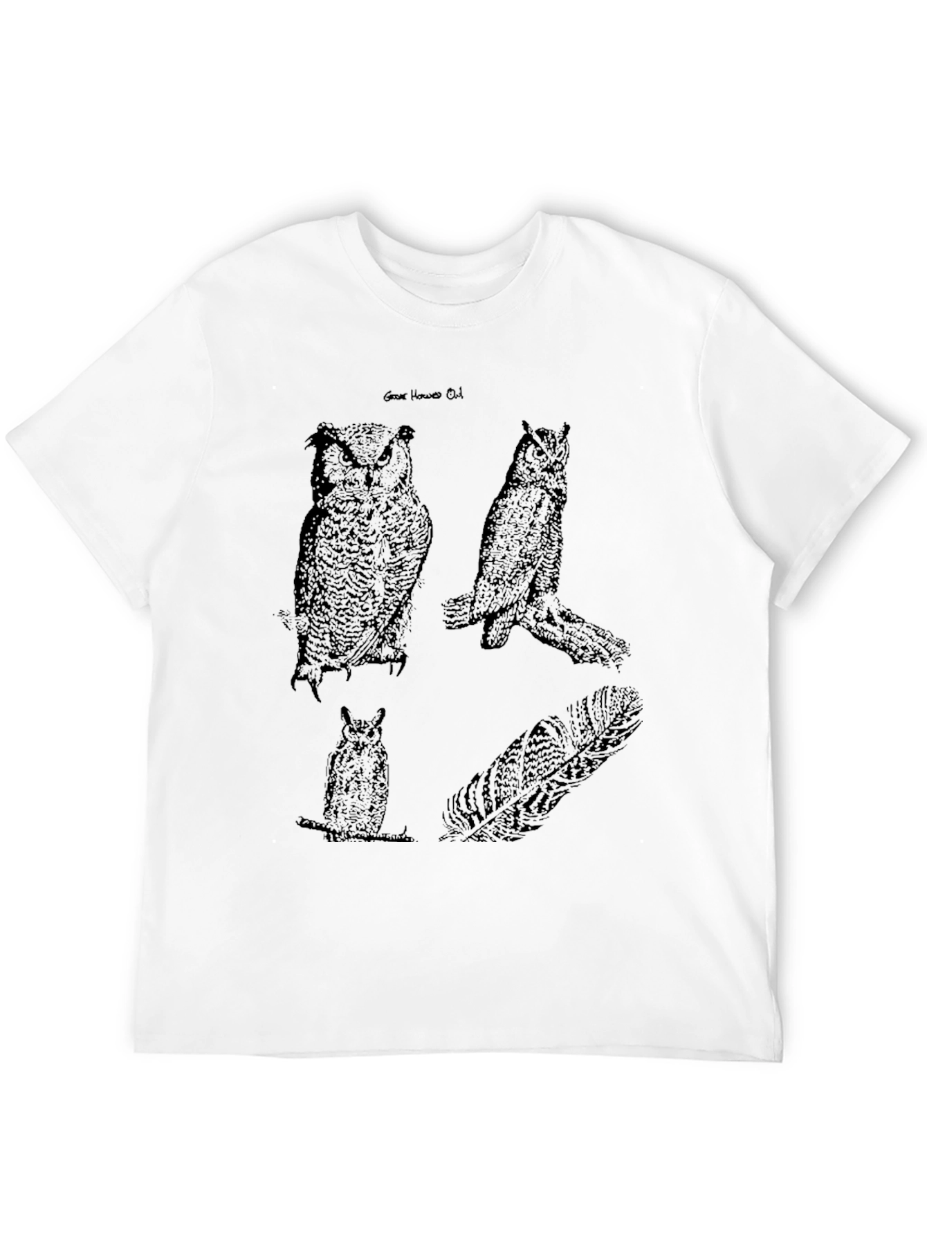 Black Vintage Owl Graphic Print T-Shirt - Black view 12