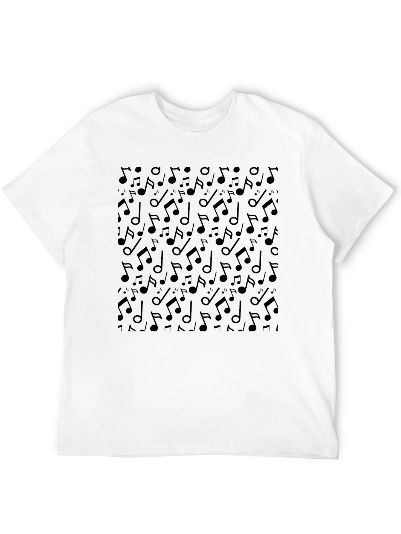 Black Musical Note Pattern T-Shirt - Black view 12