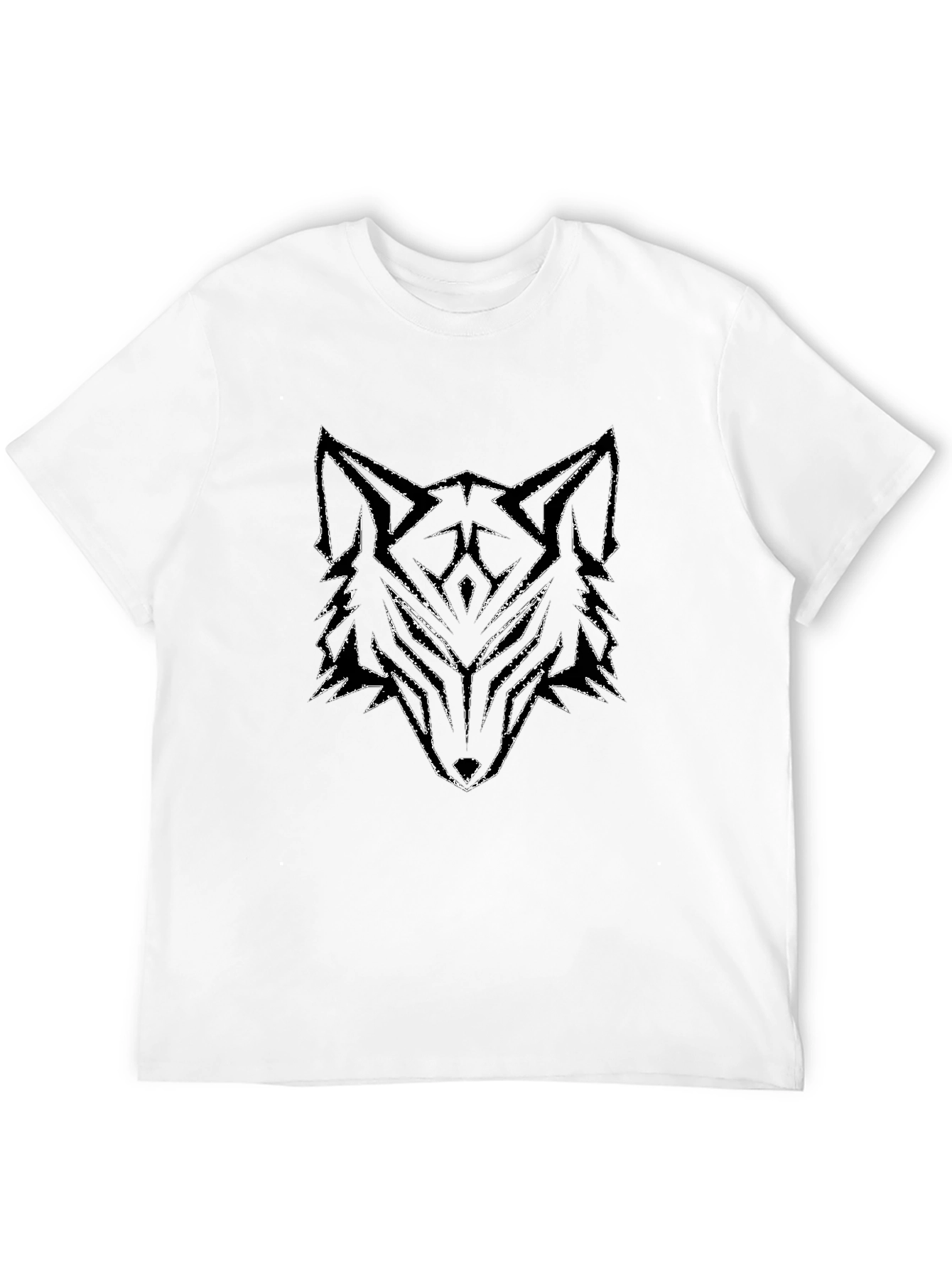 Black Geometric Wolf Graphic Tee - Black T-Shirt view 12