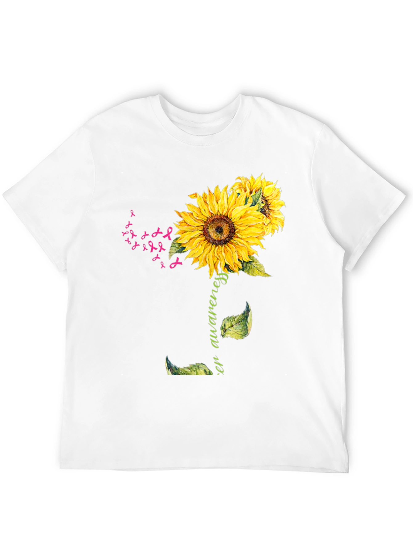 Black Sunflower Breast Cancer Awareness T-Shirt view 12