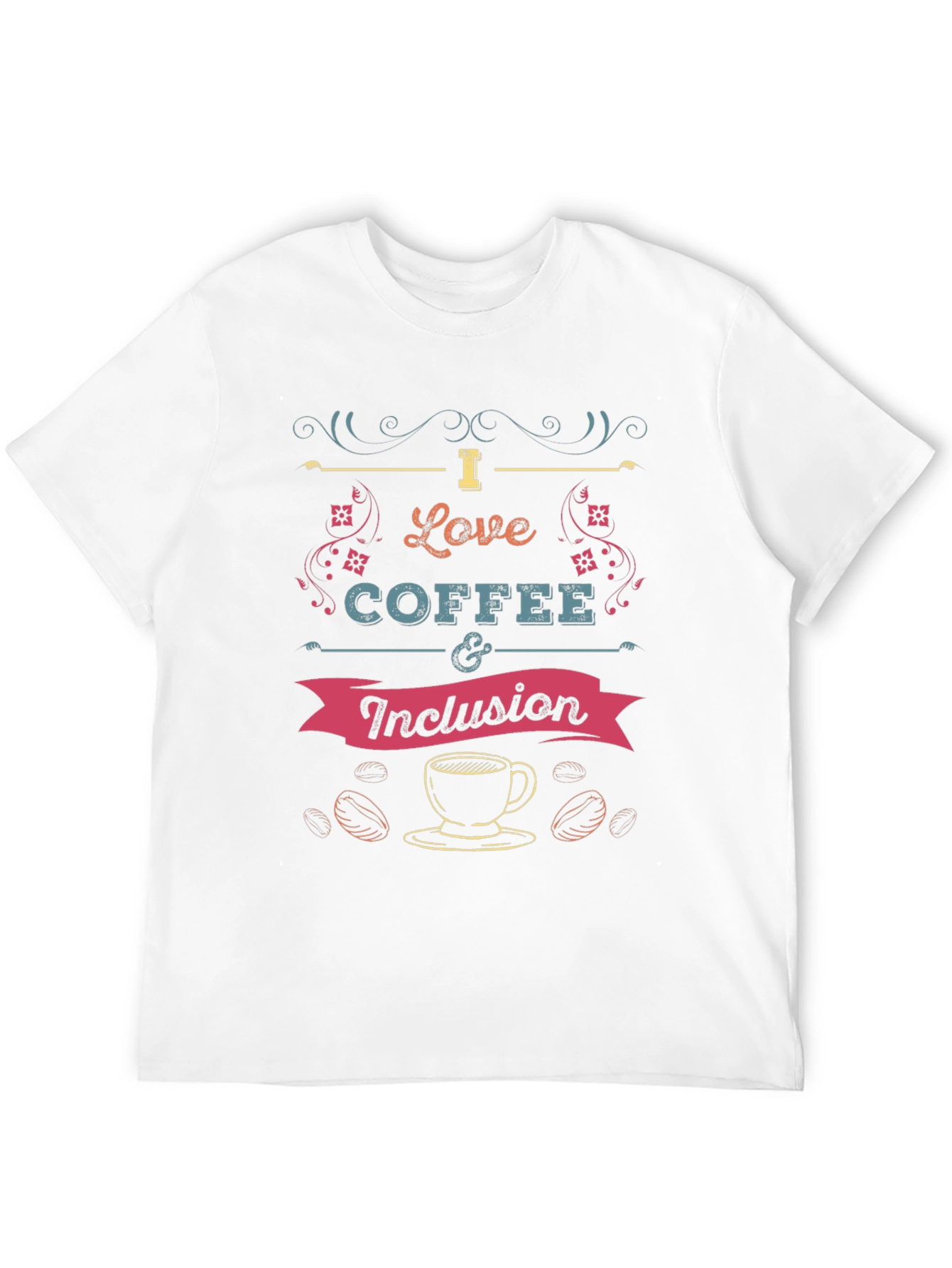 Black I Love Coffee and Inclusion T-Shirt view 12