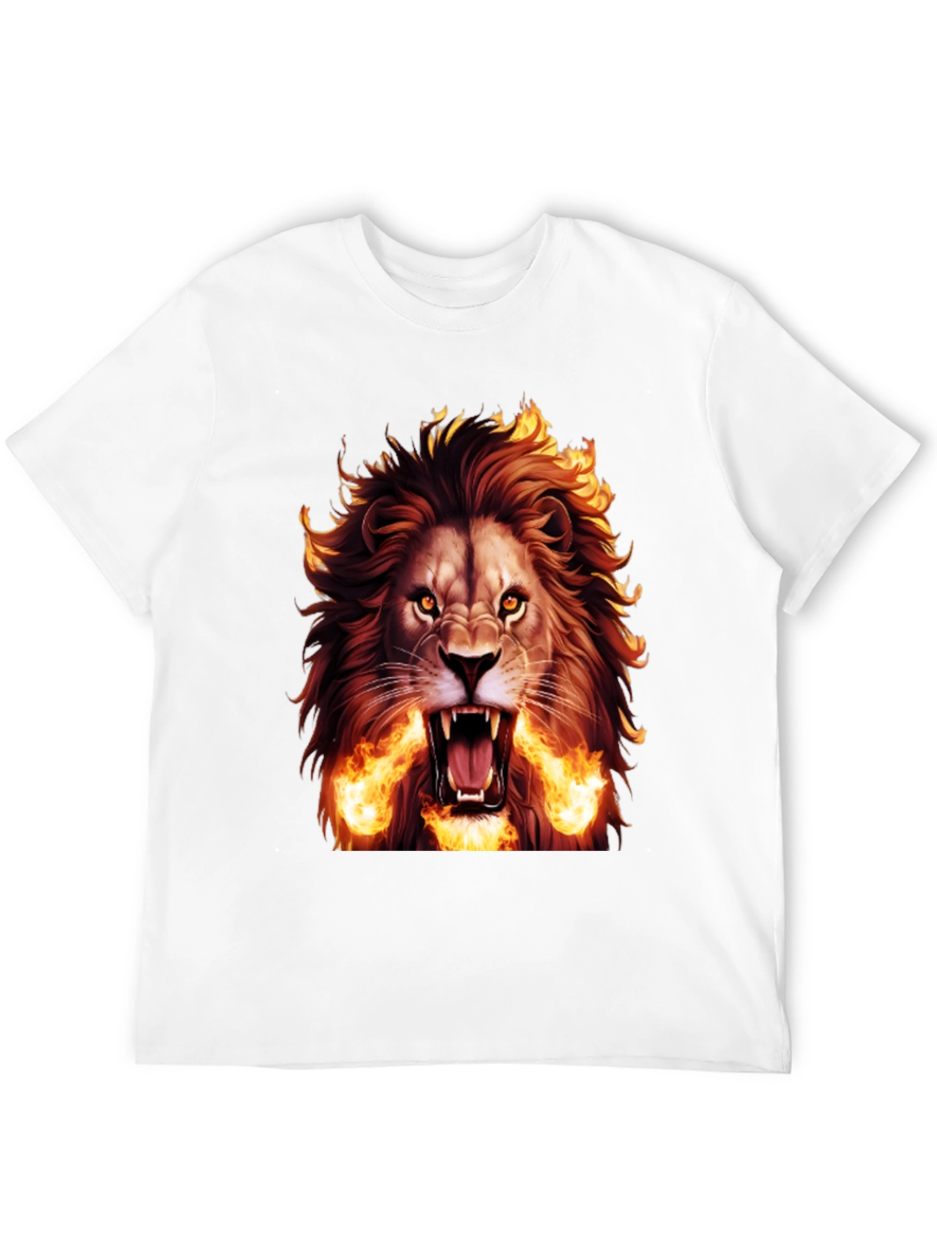 Black Fiery Lion Graphic Tee - Bold Black T-Shirt view 12