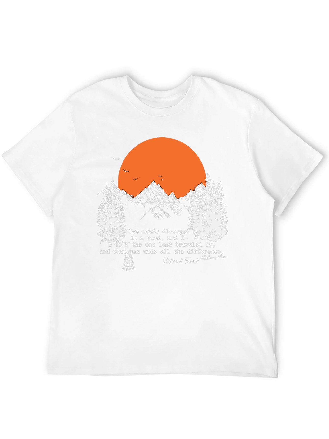 Black Robert Frost Mountain Tee - Two Roads Poem T-Shirt view 12