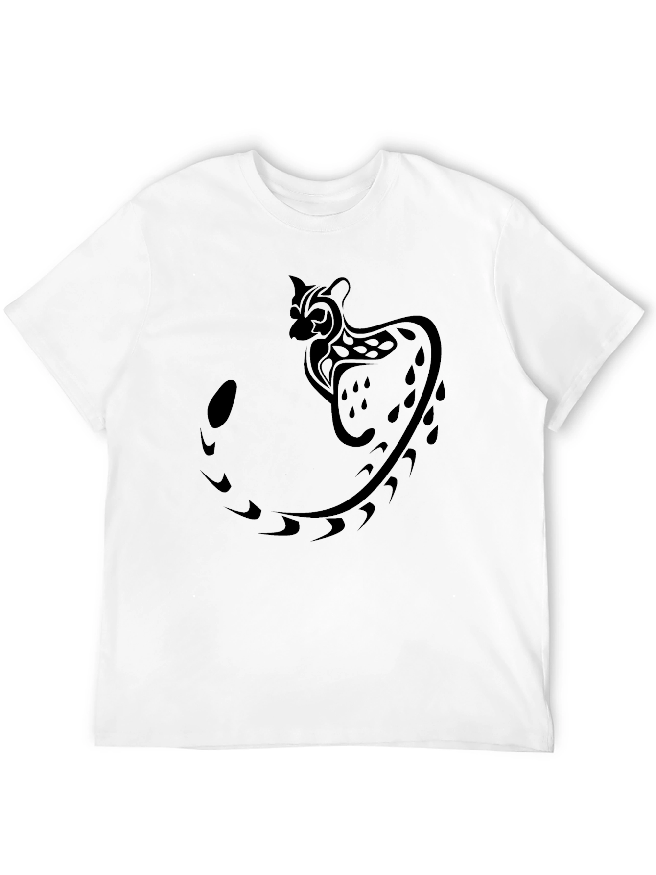Black Tribal Cat Graphic Black T-Shirt view 12