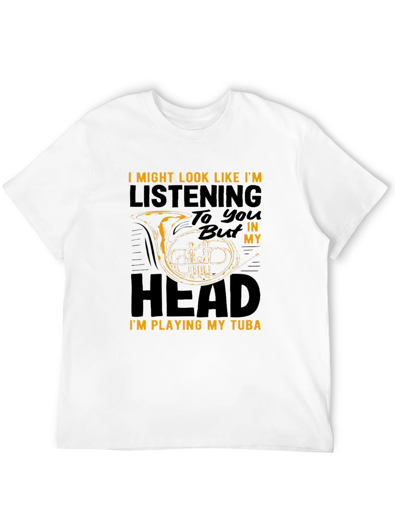 Black Tuba Player T-Shirt - "Listening" Graphic Tee view 12