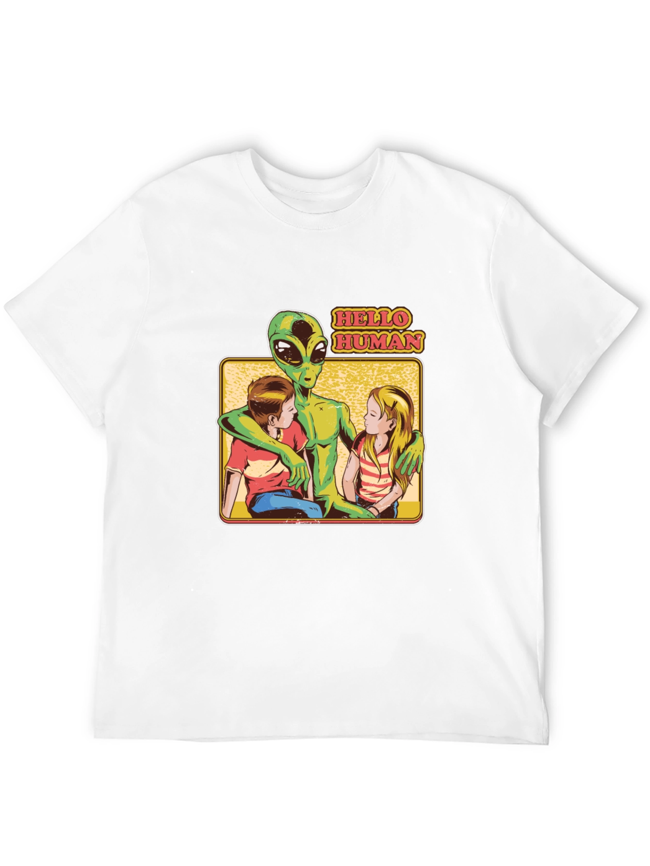 Black Hello Human Alien Graphic T-Shirt view 12