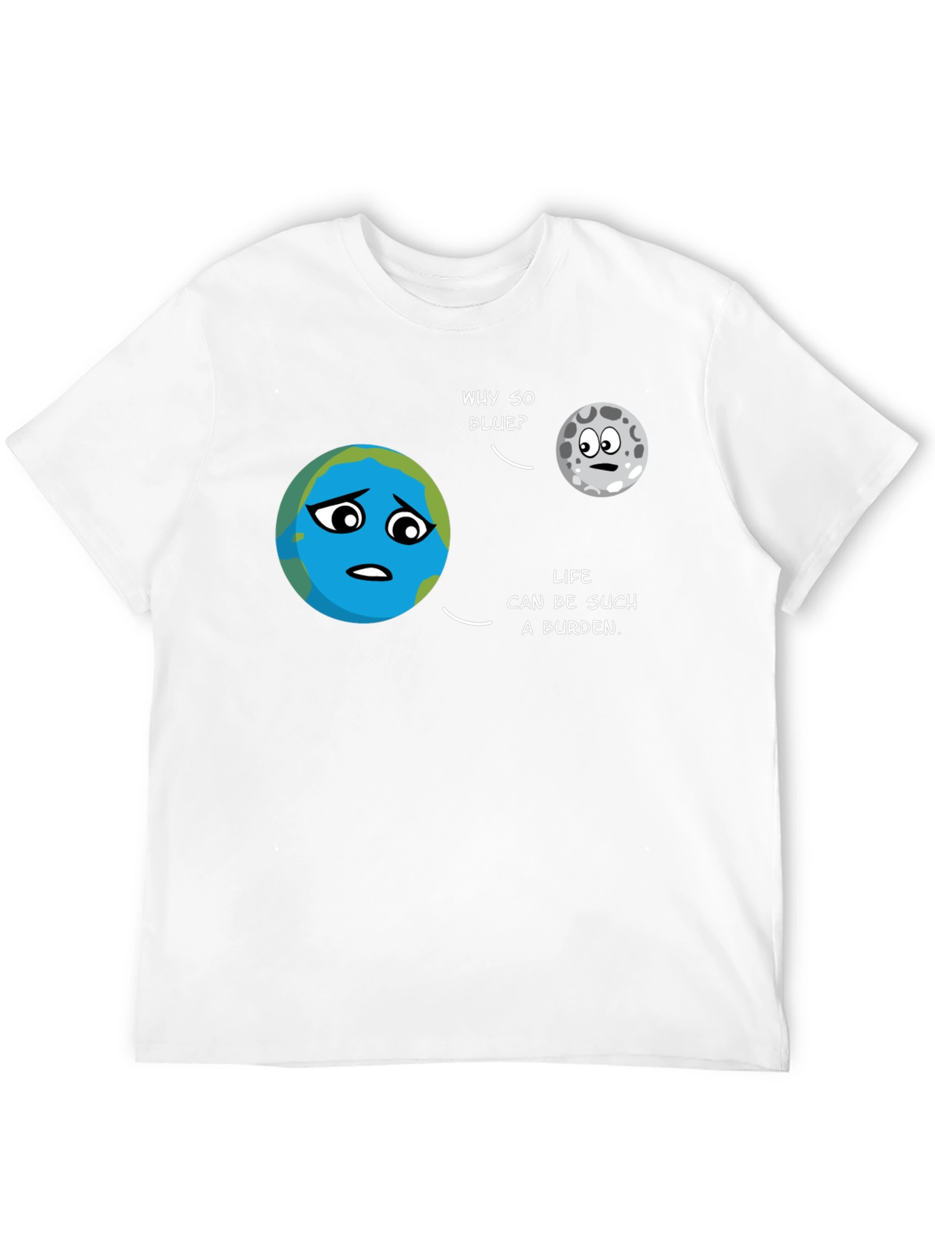 Black Earth & Moon Cartoon T-Shirt view 12