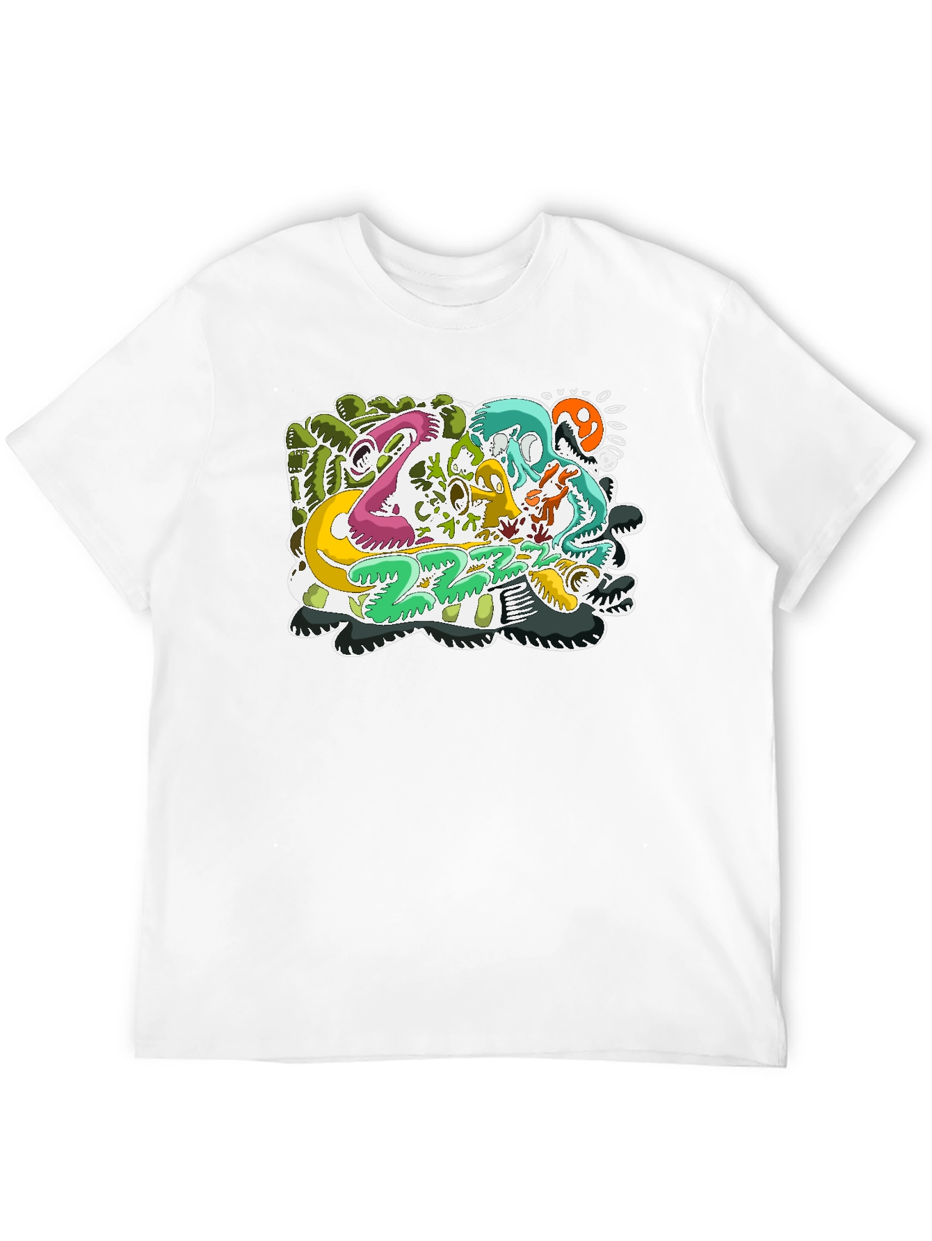 Black Abstract Graphic Print Black T-Shirt view 12