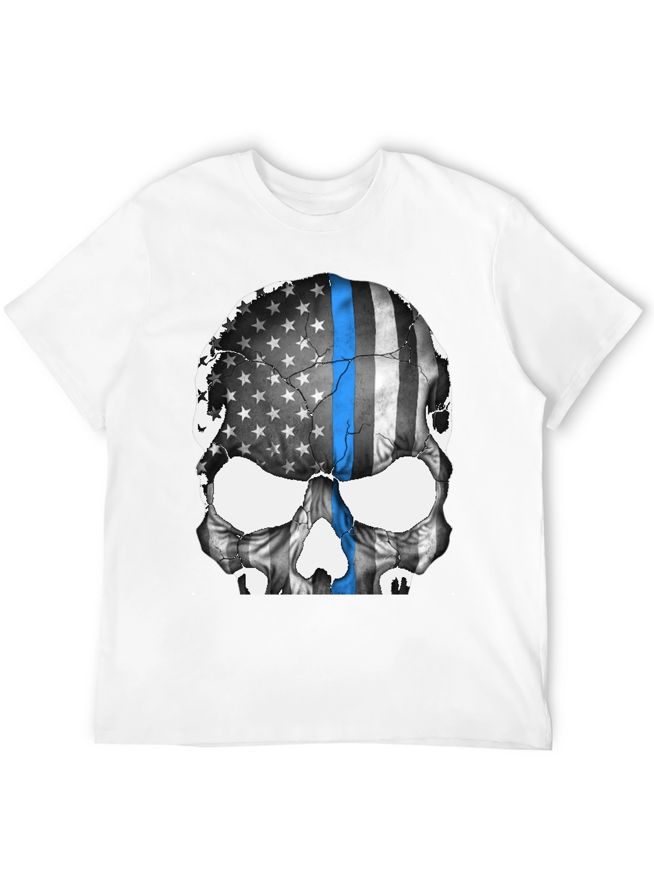 Black Skull Flag Graphic Tee - Thin Blue Line Support view 12