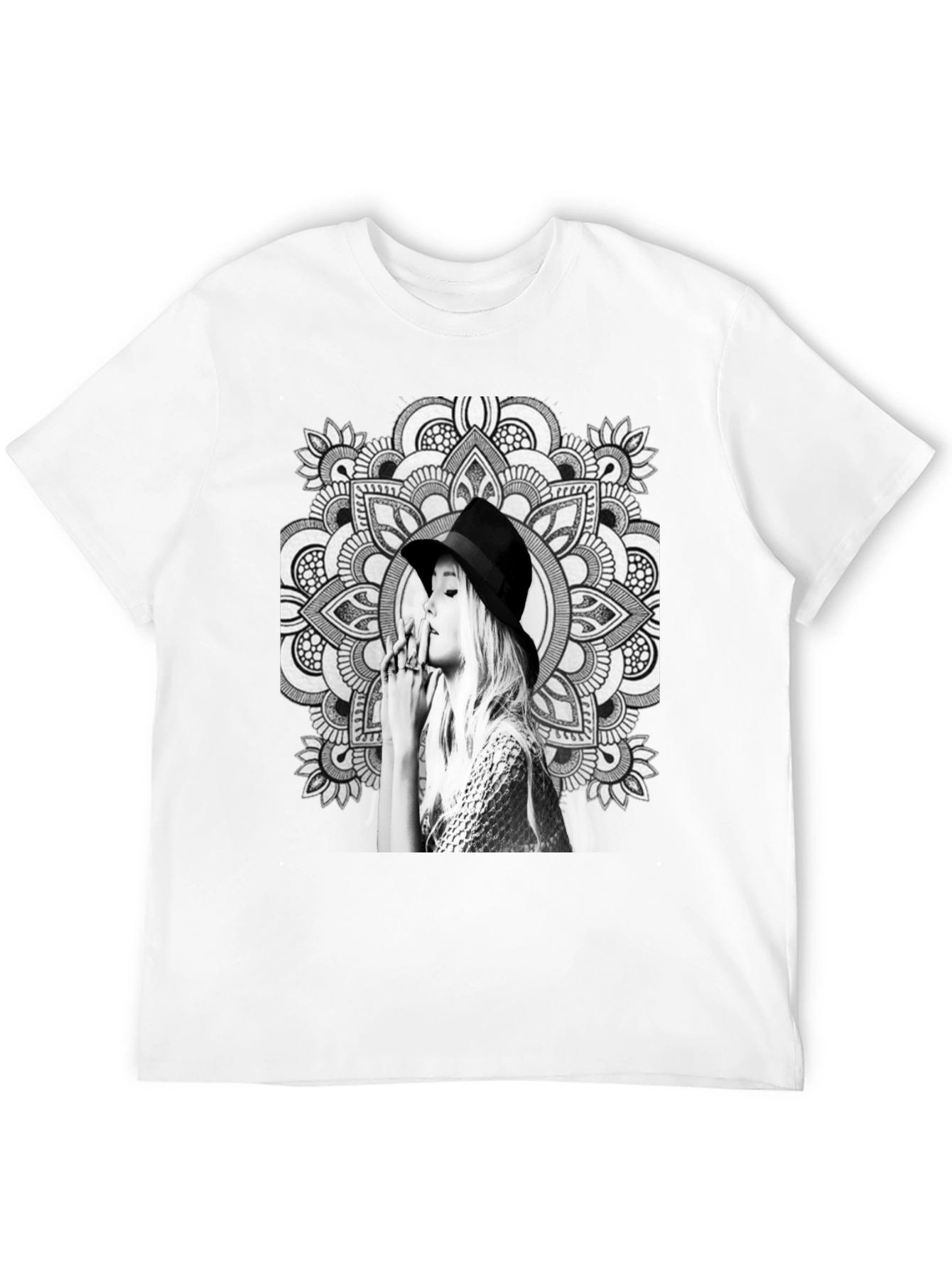 Black Black T-Shirt with Artistic Mandala Design view 12