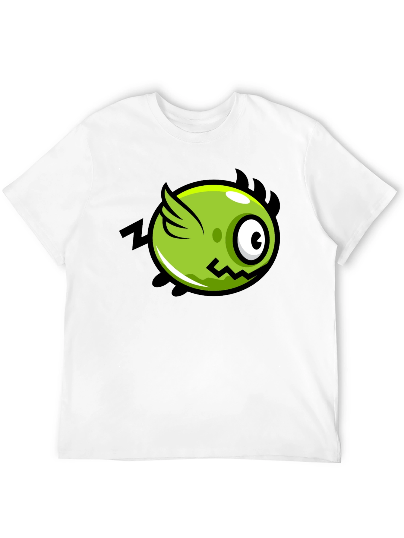 Black Funky Green Flying Eye Cartoon Black Tee view 12