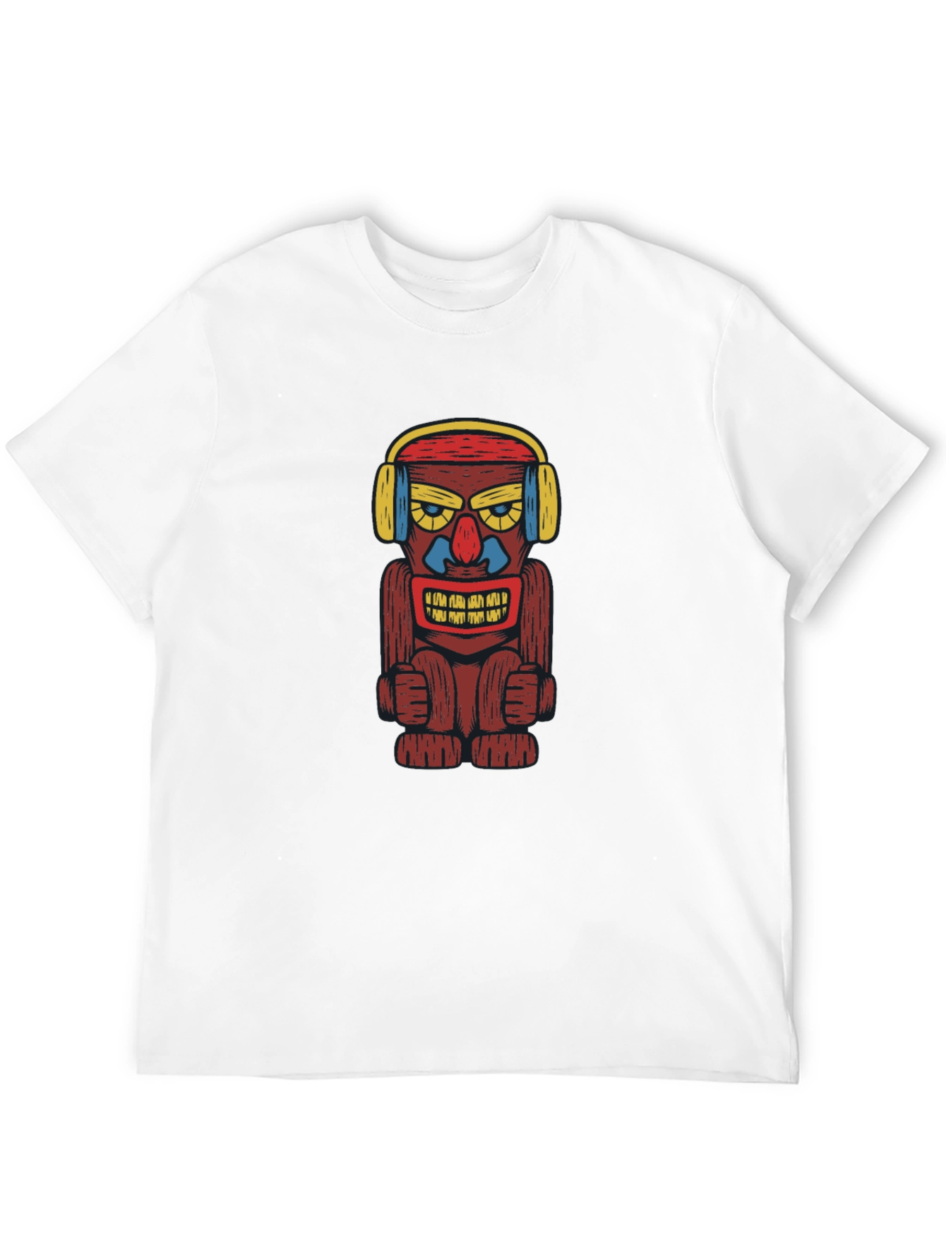 Black Groovy Tiki Headphone Graphic Tee view 12