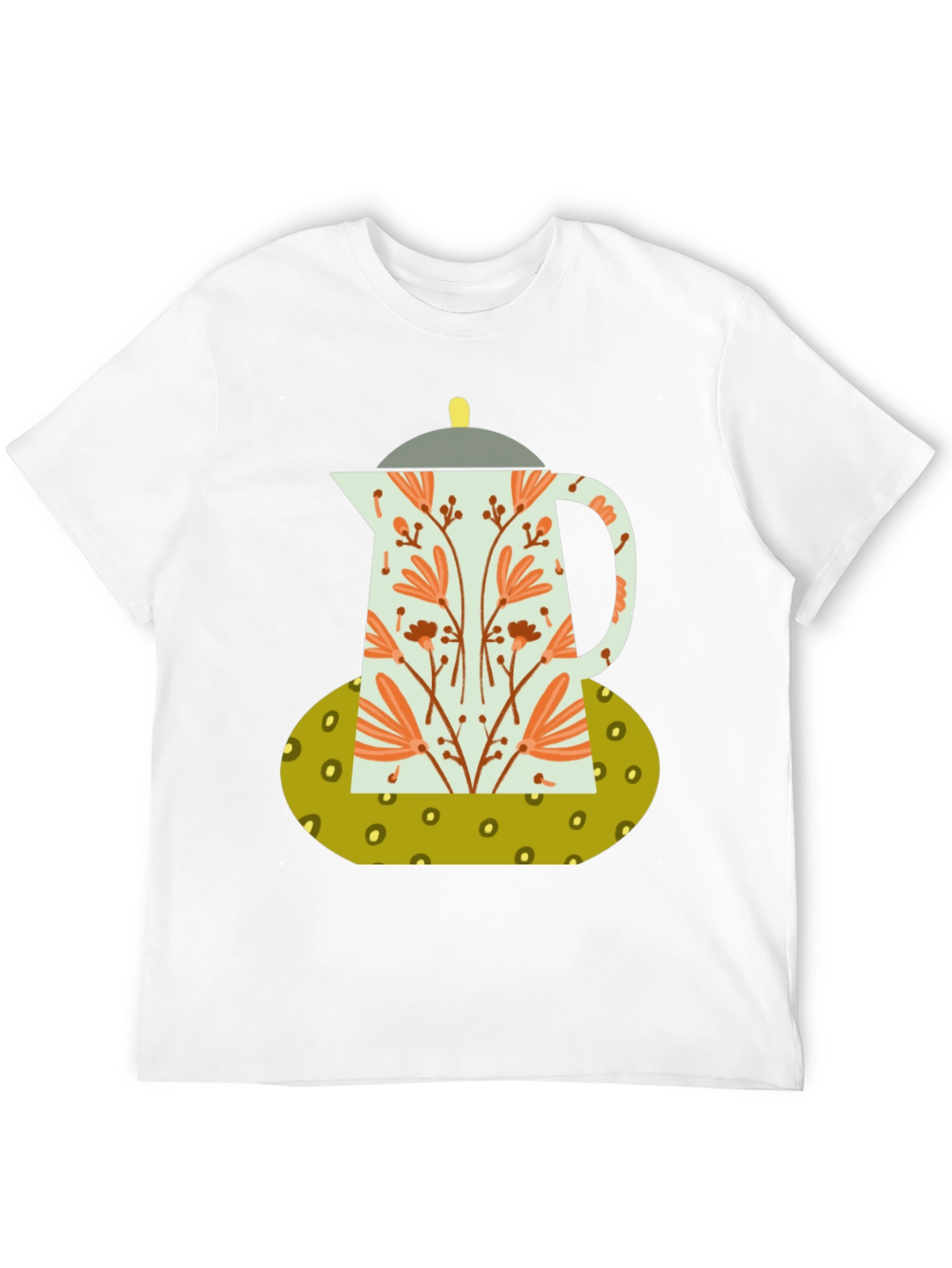 Black Floral Coffee Pot Graphic Tee - Black Cotton Blend view 12