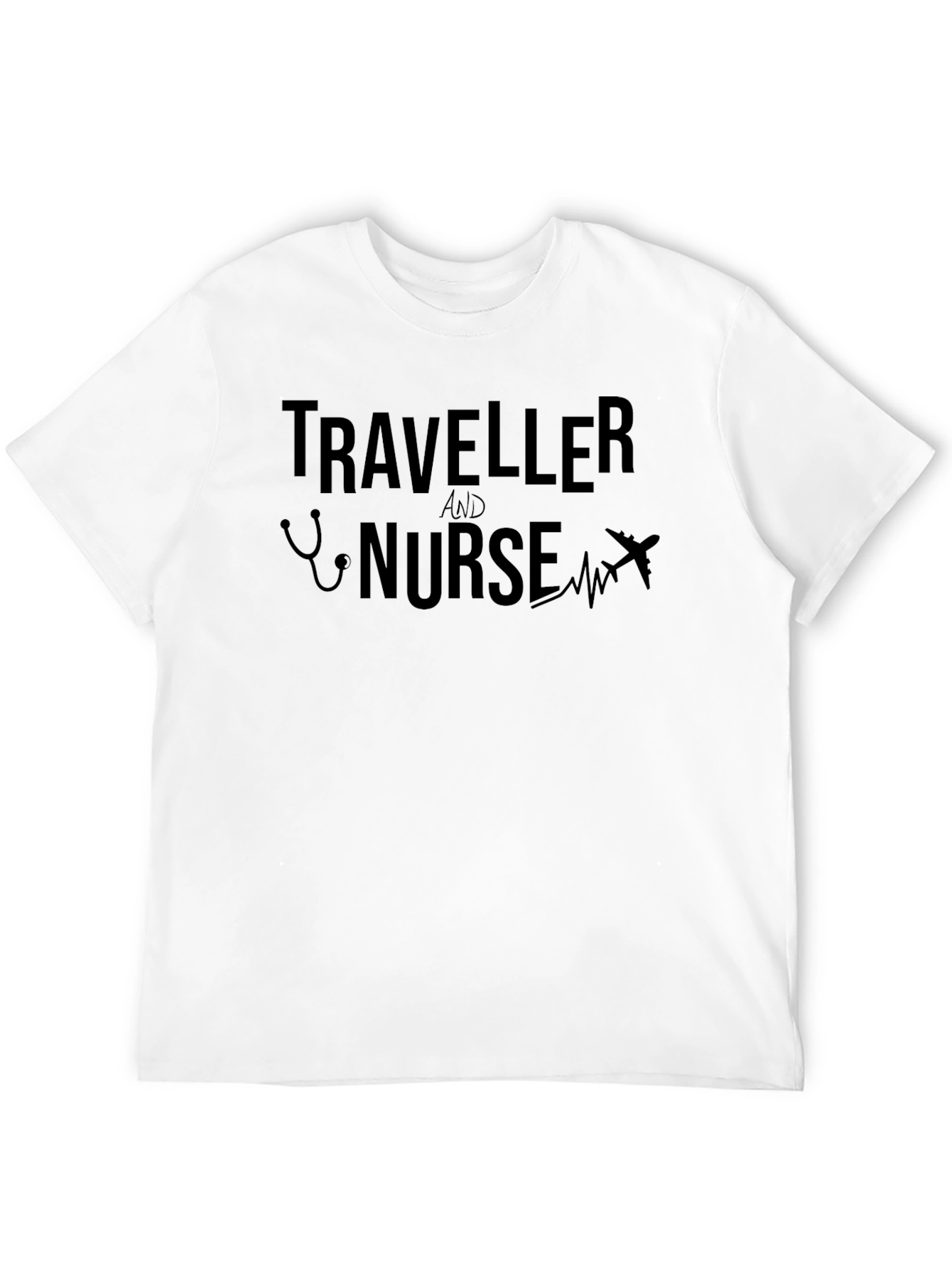Black Traveller and Nurse Graphic Tee - Black Cotton T-Shirt view 12