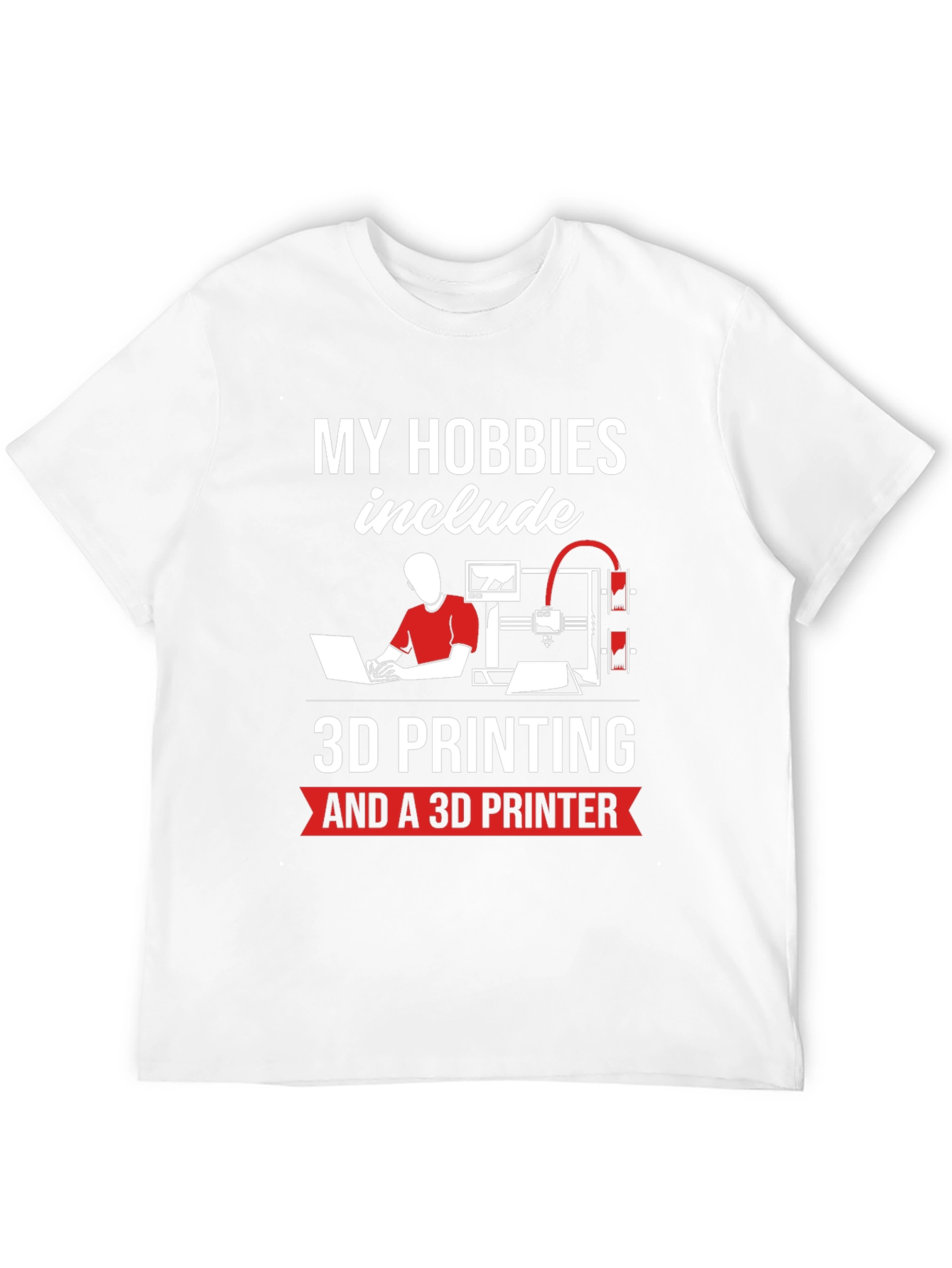 Black 3D Printing Hobbyist T-Shirt - "My Hobbies Include" view 12