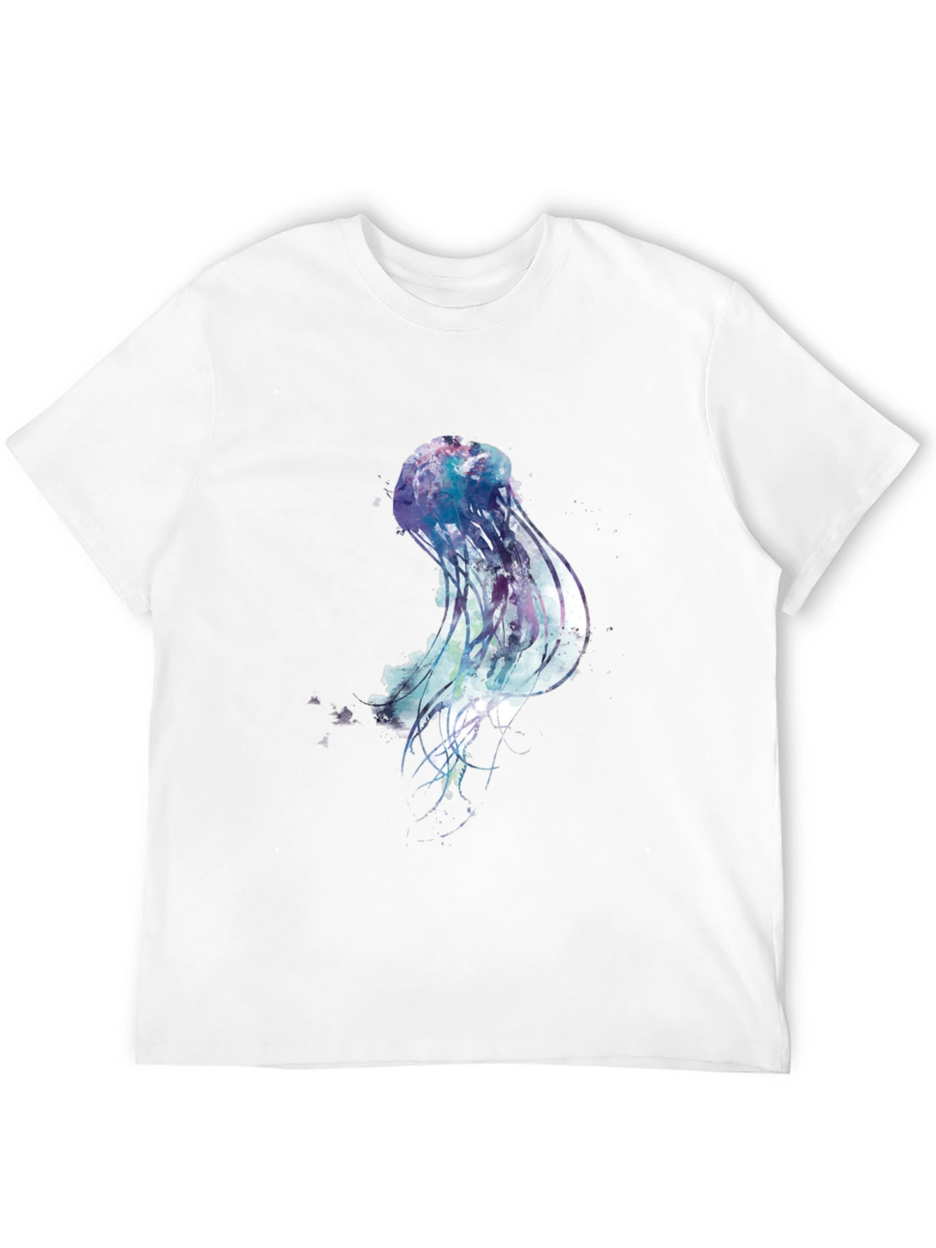 Black Jellyfish Watercolor Graphic Print Black T-Shirt view 12