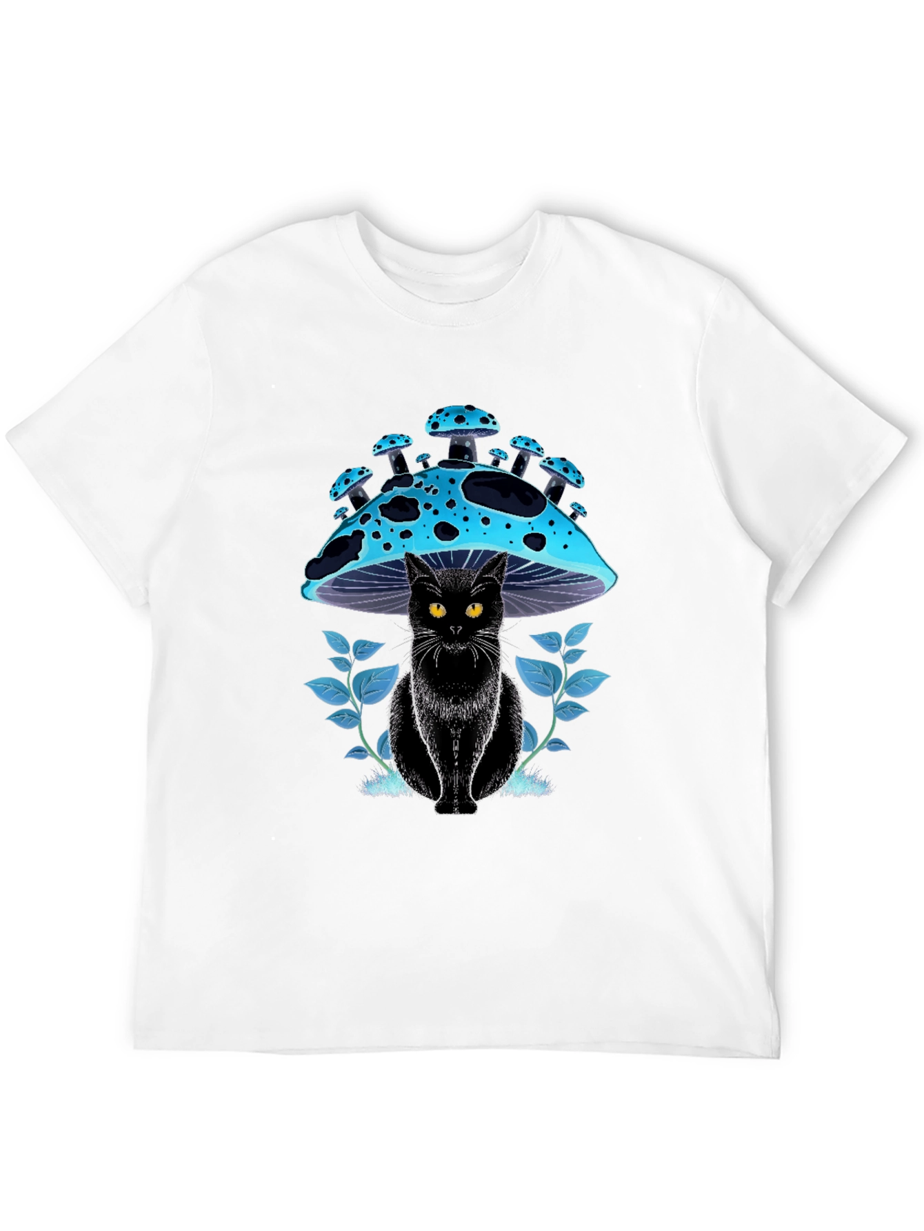 Black Black Cat Mushroom T-Shirt - Unique Graphic Tee view 12