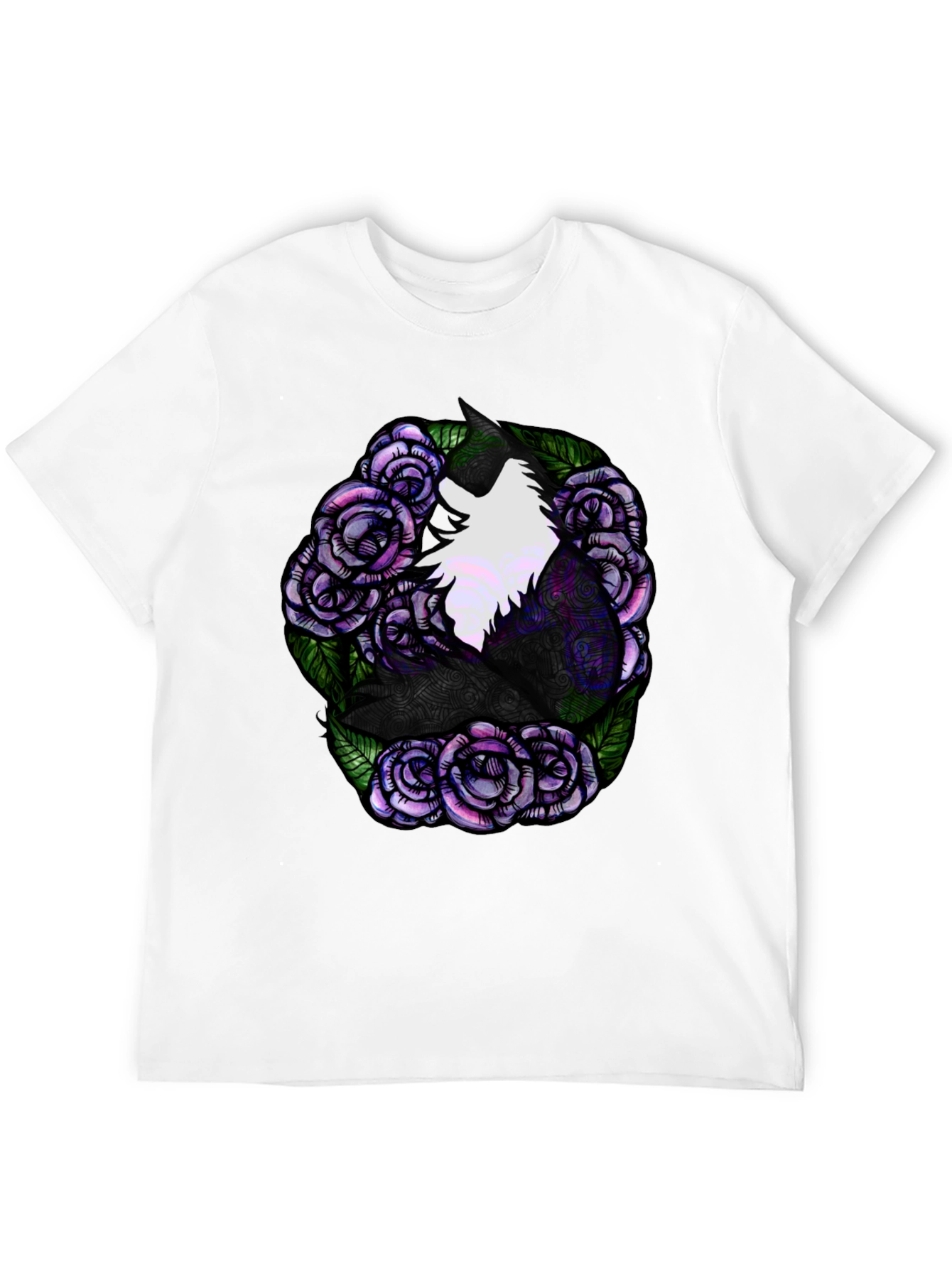 Black Floral Unicorn Graphic Tee - Black Cotton T-Shirt view 12