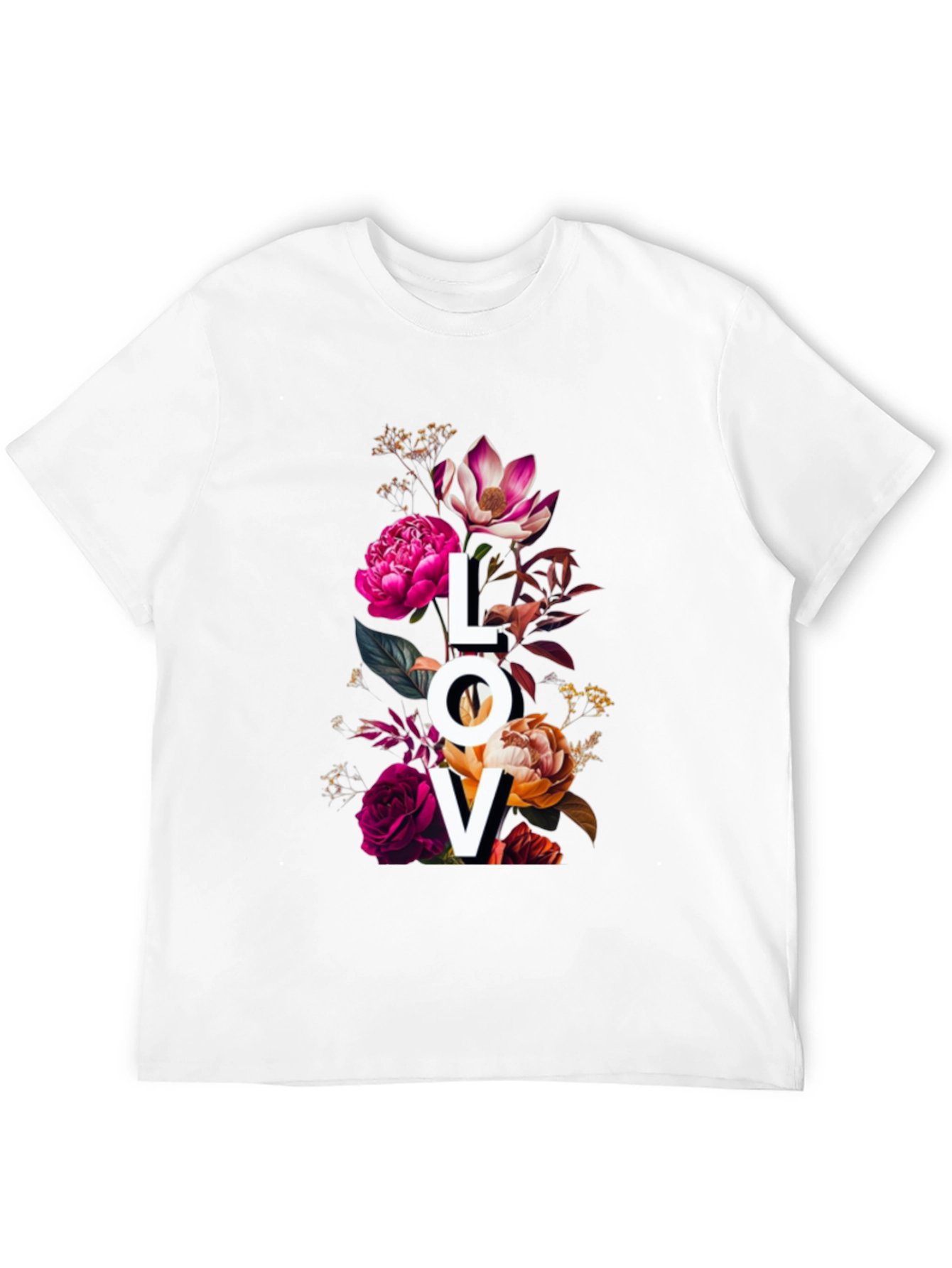 Black Floral LOVE Graphic Print T-Shirt view 12