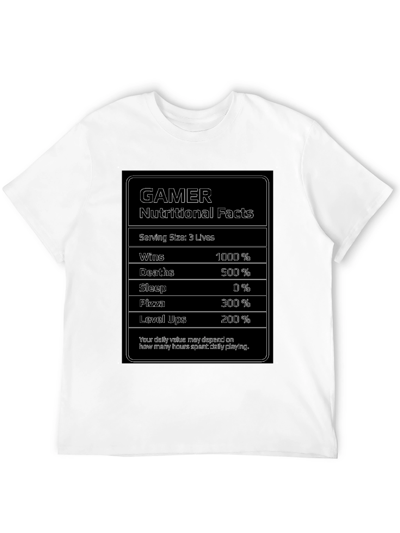 Black Gamer Nutritional Facts Funny T-Shirt view 12
