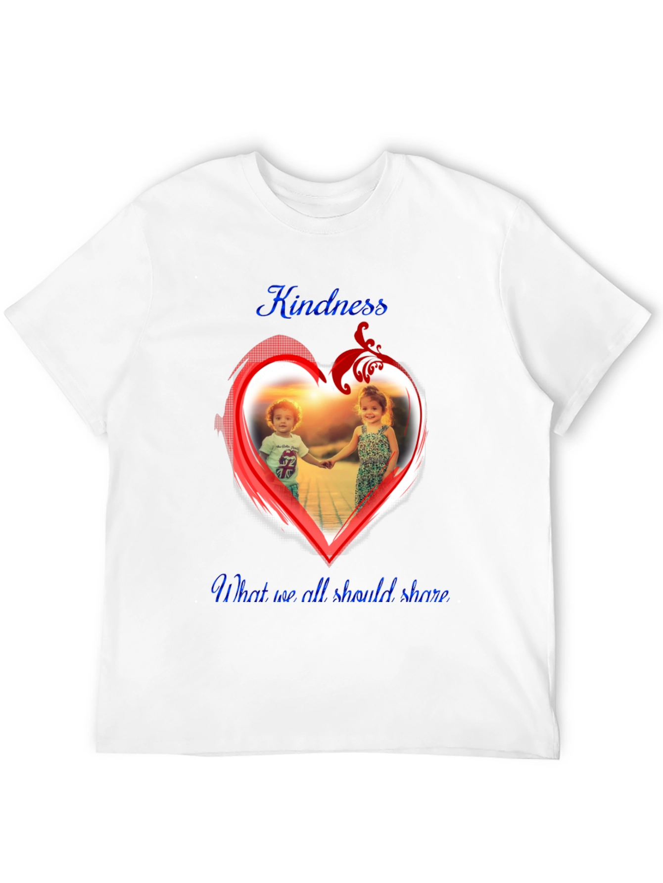 Black Kindness Share Black T-Shirt With Heart Graphic view 12