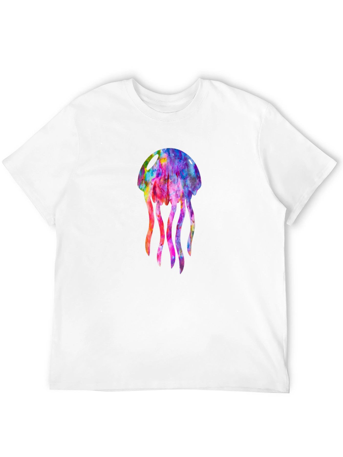 Black Colorful Jellyfish Graphic Black T-Shirt view 12