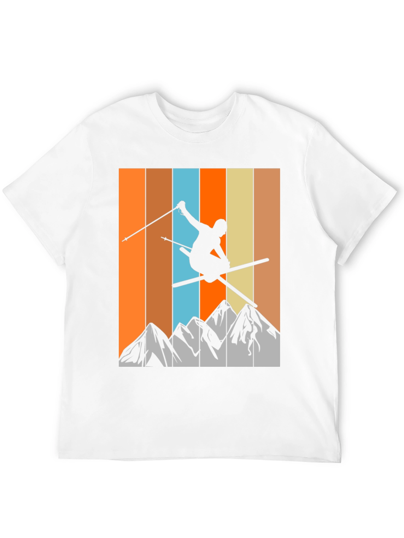 Black Retro Skiing T-Shirt - Mountain Silhouette Tee view 12
