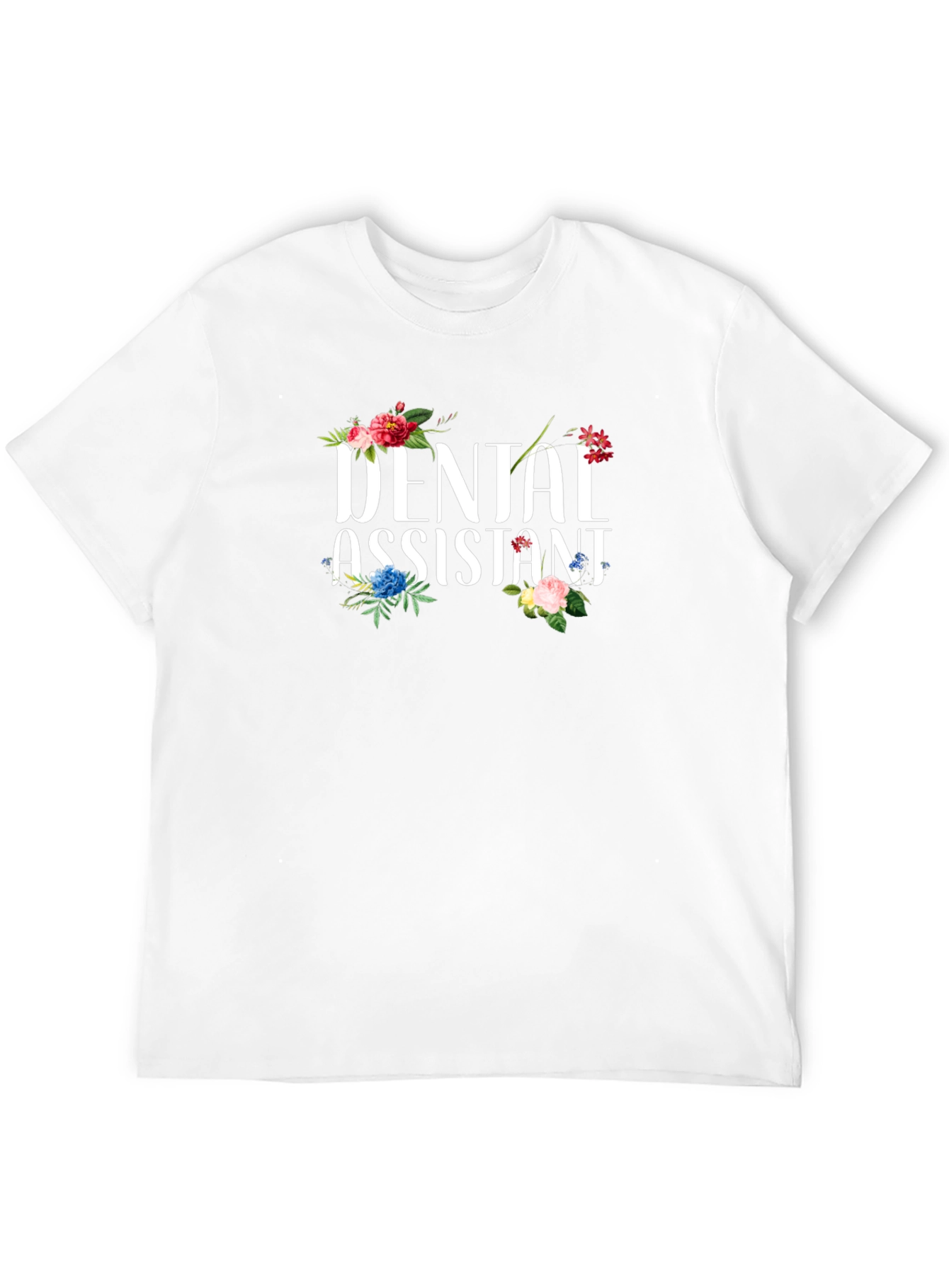 Black Dental Assistant Floral T-Shirt view 12