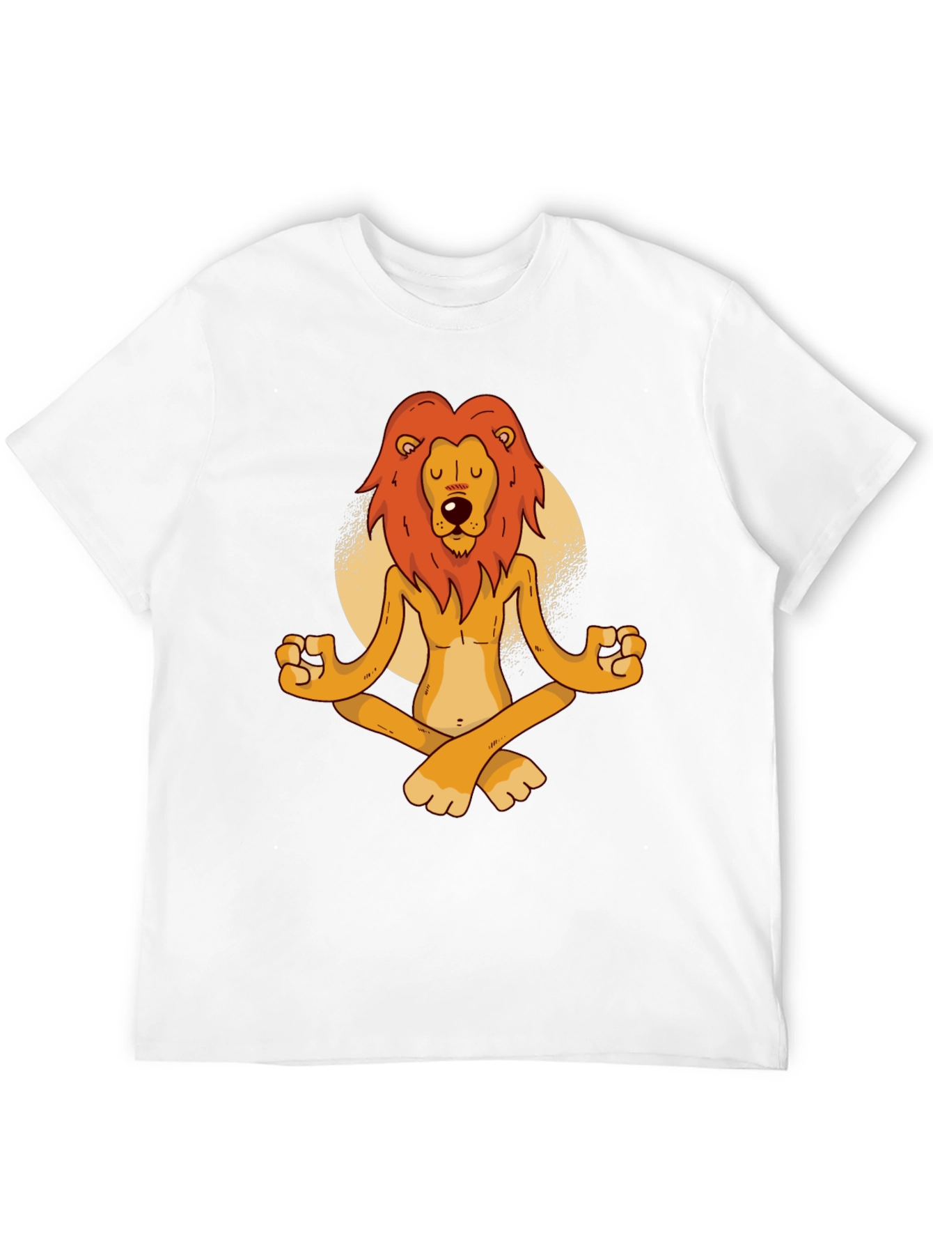 Black Meditating Lion Graphic Tee - Relaxed Fit Black T-Shirt view 12