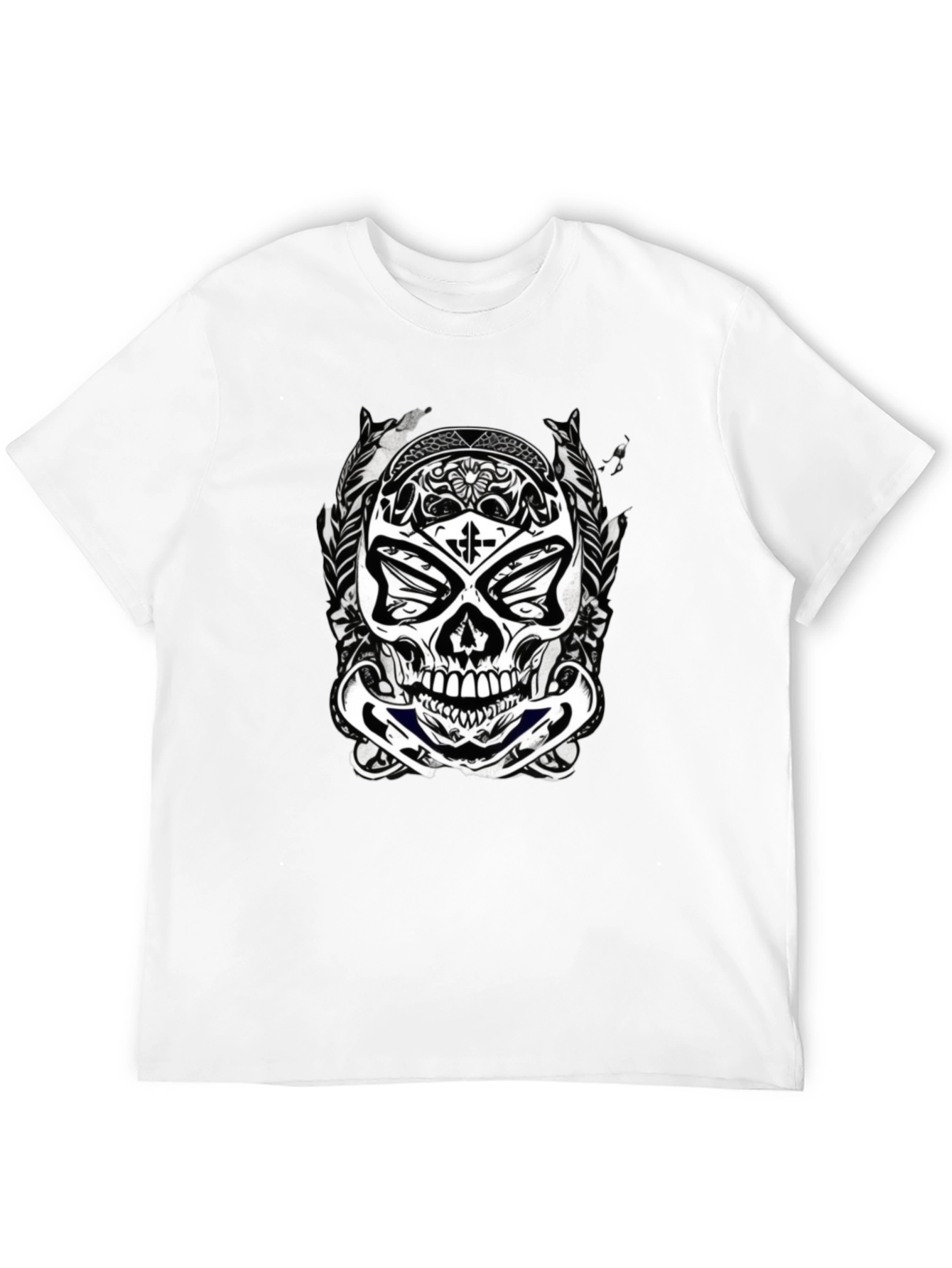 Black Skull Graphic Black T-Shirt for Men view 12