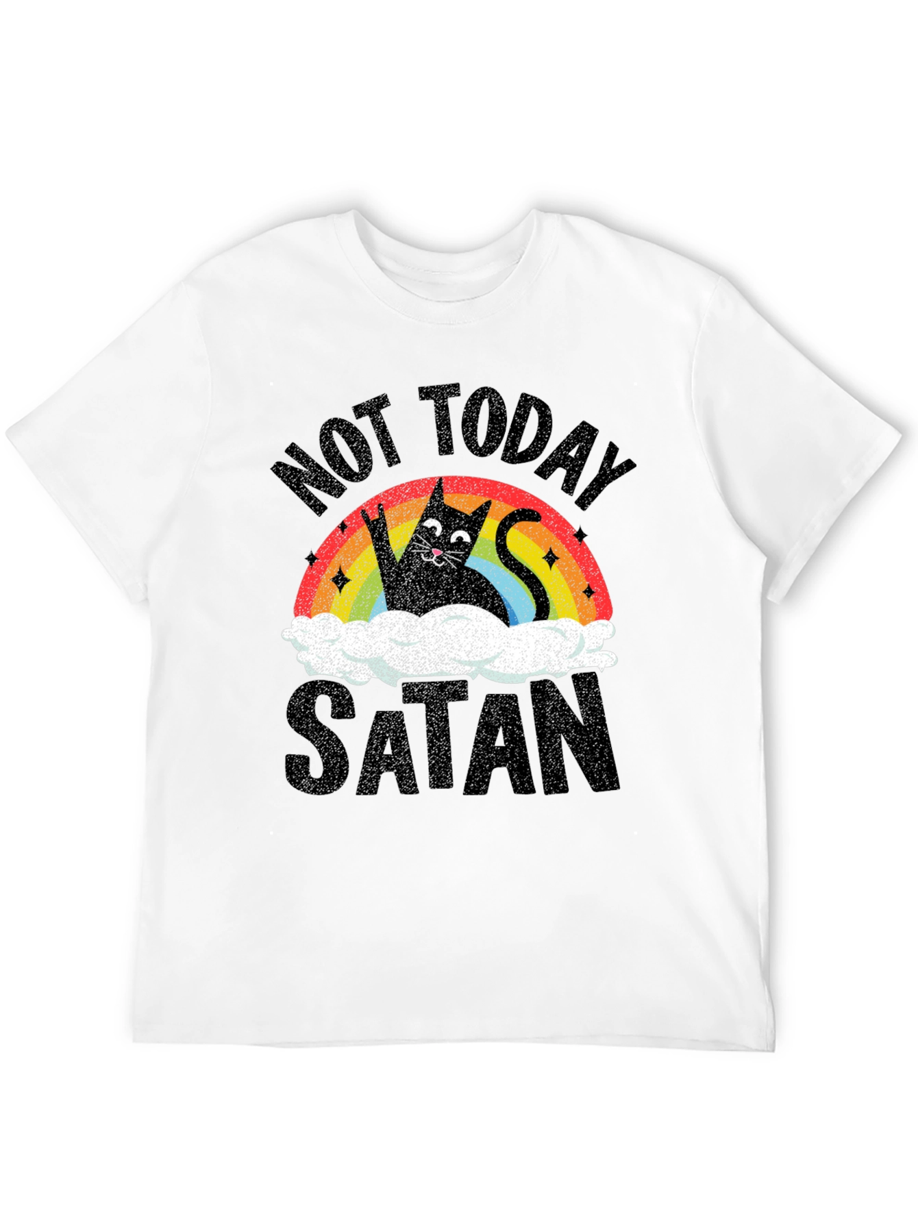 Black Not Today Satan Cat Graphic T-Shirt view 12