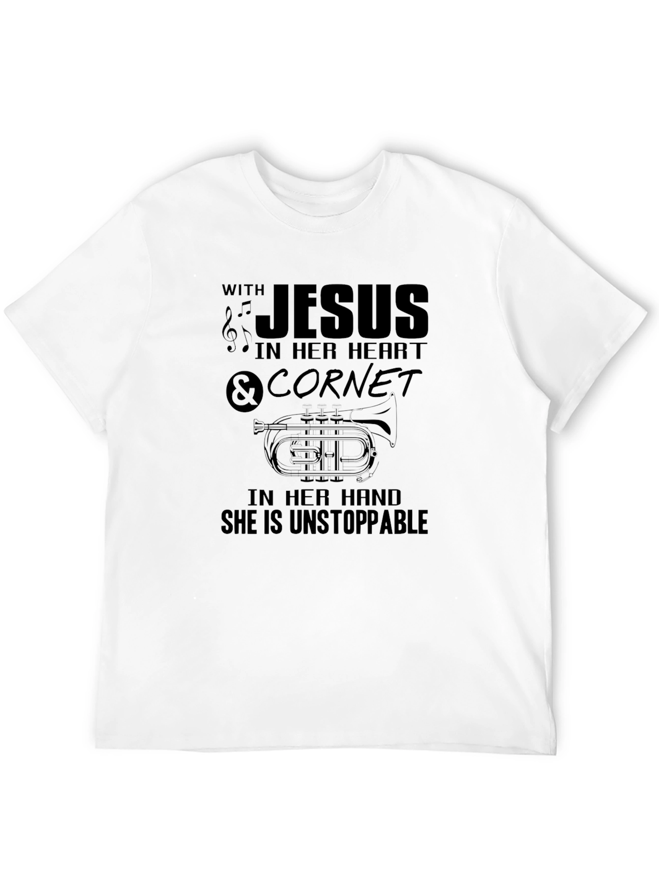 Black Unstoppable With Jesus & Cornet Black T-Shirt view 12