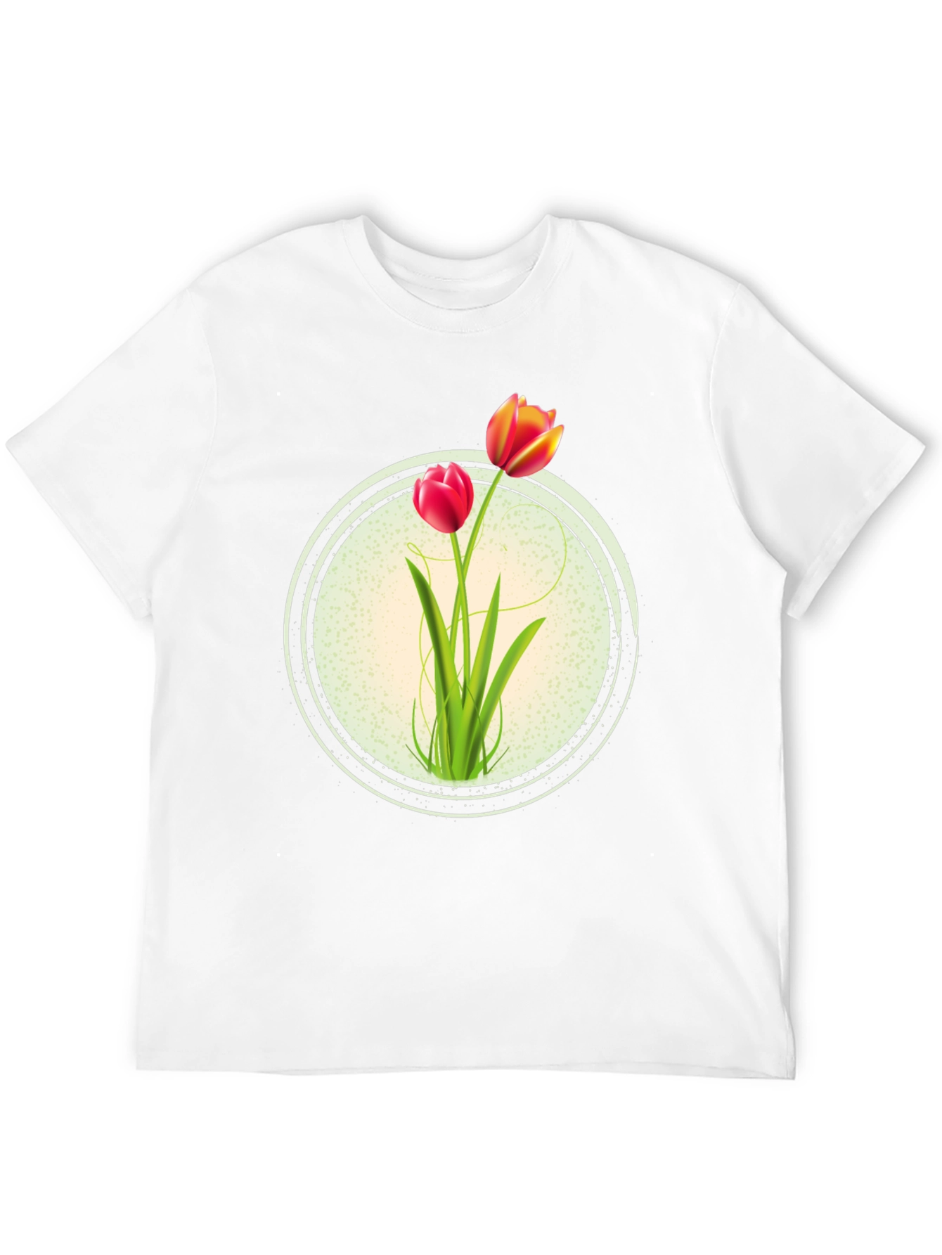 Black Floral Tulip Graphic Print Crew Neck T-Shirt view 12