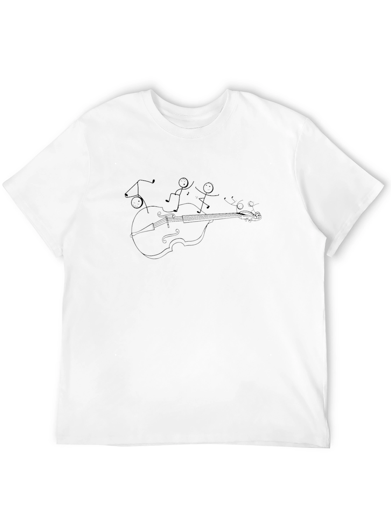 Black Musician Stick Figures on Cello Black Tee view 12