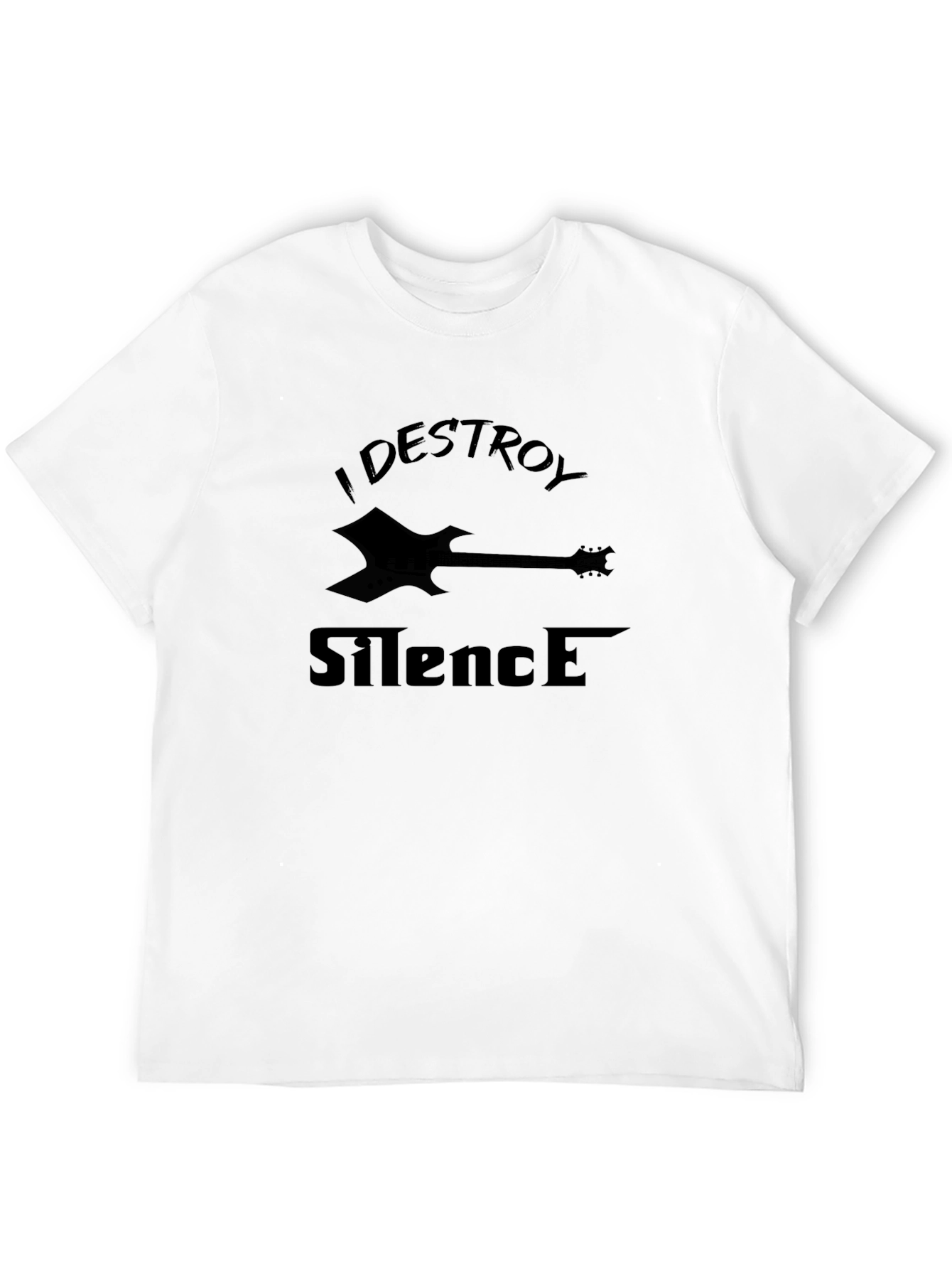 Black I Destroy Silence Guitar T-Shirt view 12