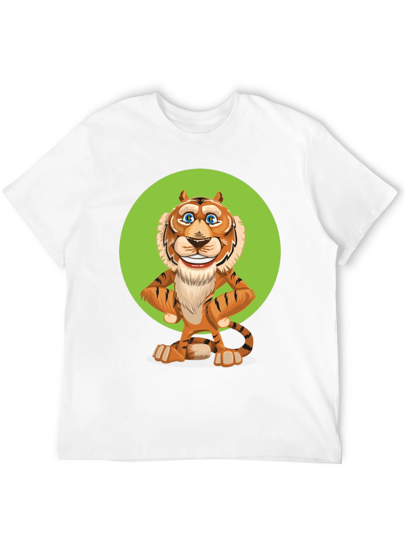 Black Cartoon Tiger Graphic Tee - Unisex Black T-Shirt view 12