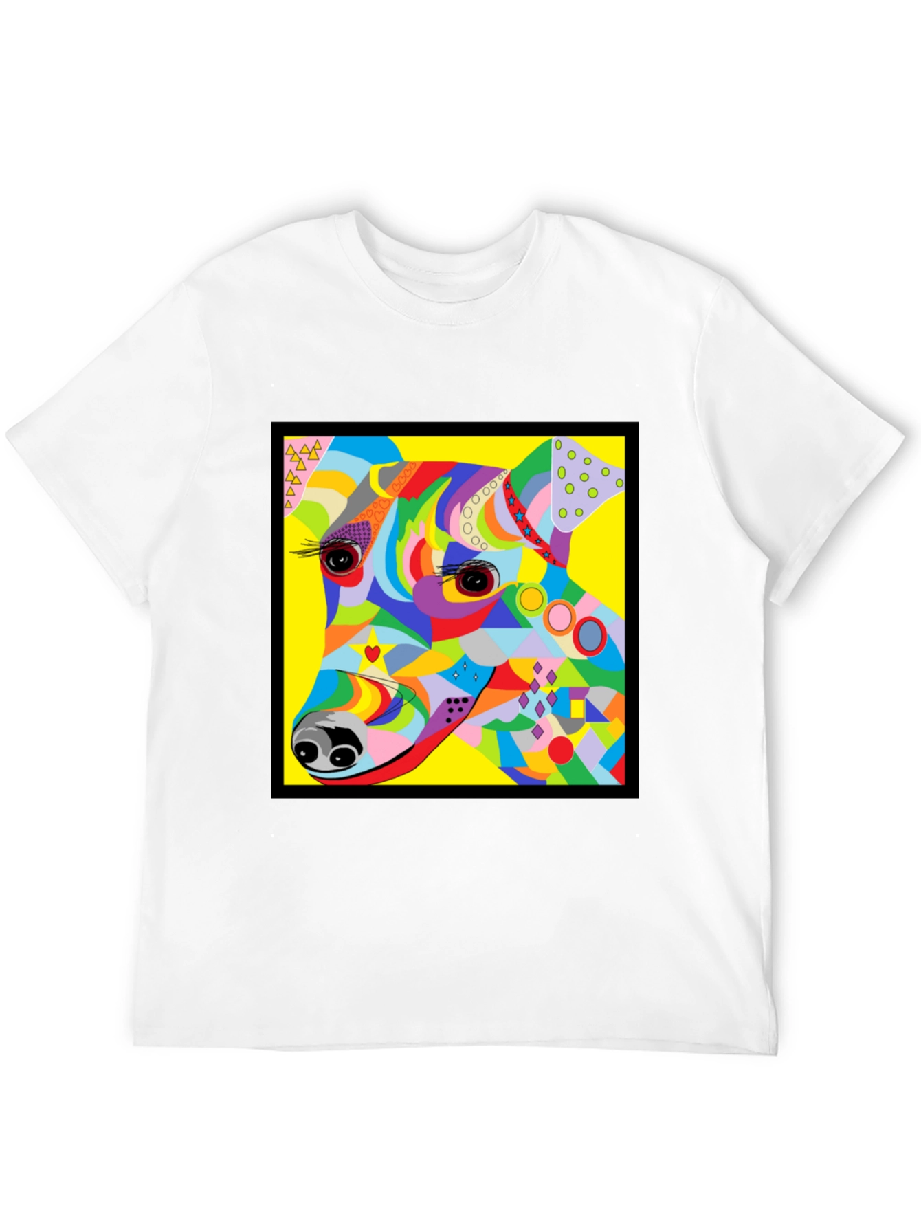 Black Colorful Dog Graphic Tee - Artistic Pup Print view 12