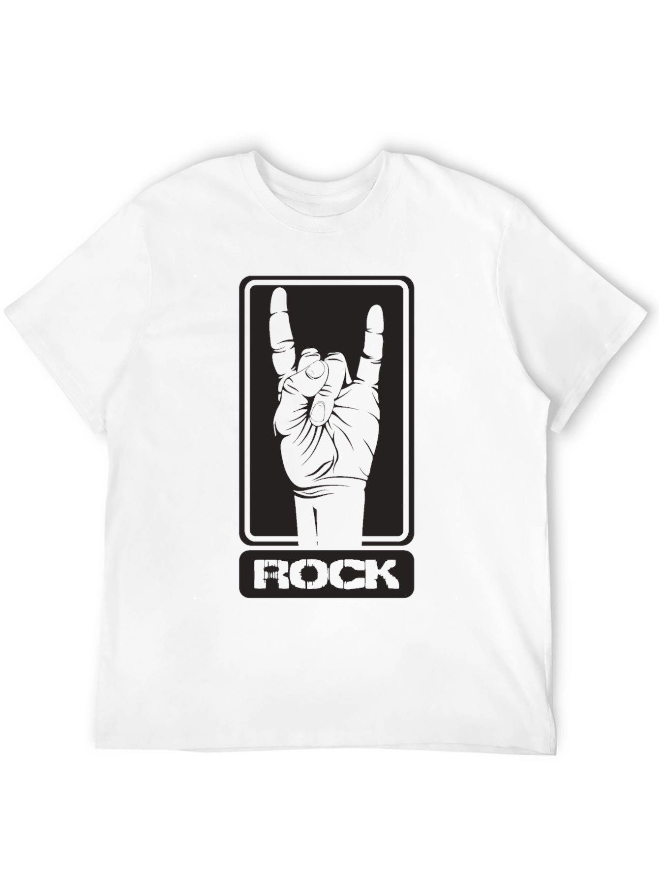 Black Rock On! Black Graphic Tee - Rock Hand Sign view 12
