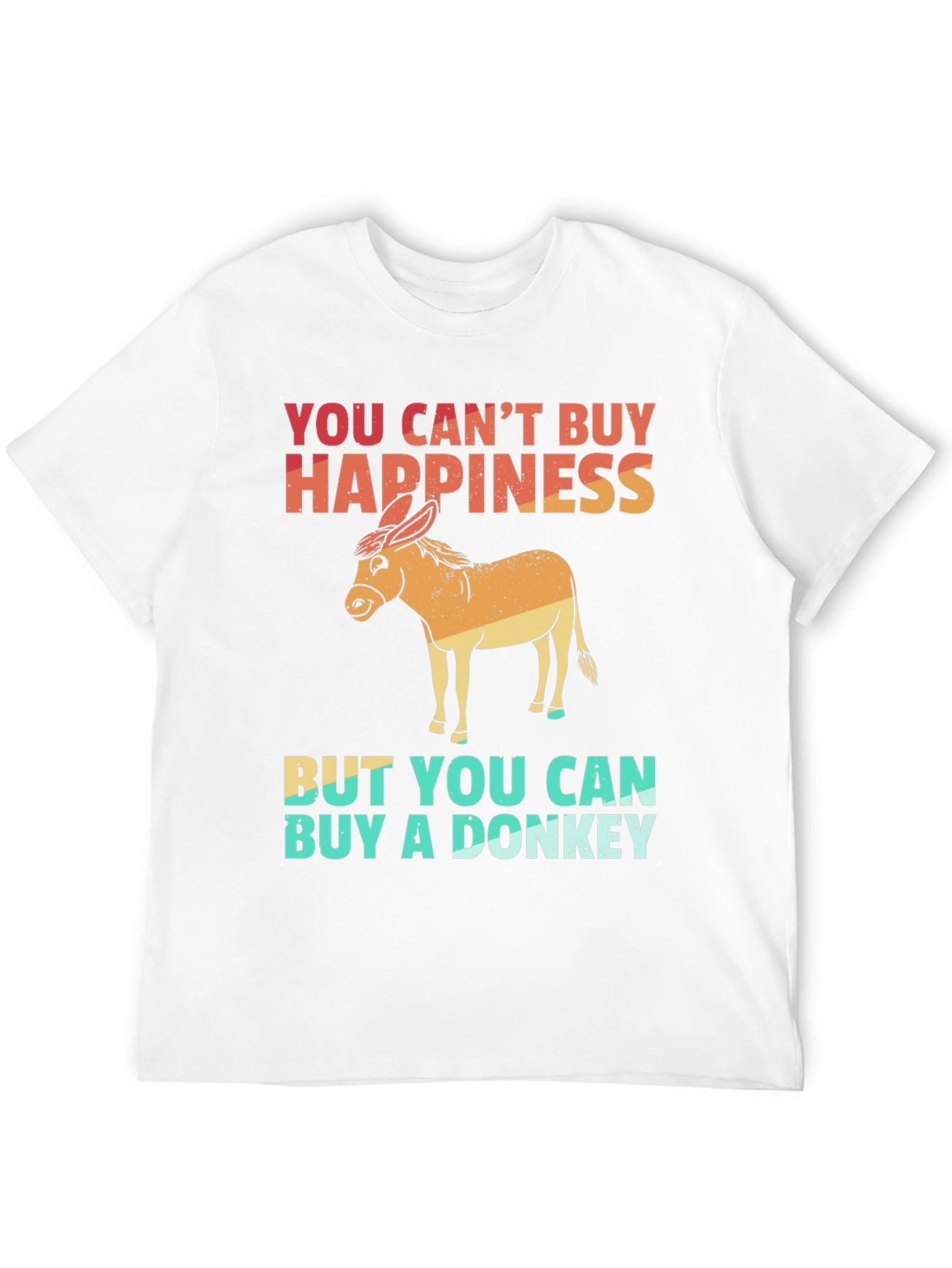 Black Funny Donkey Graphic Tee - You Can't Buy Happiness view 12