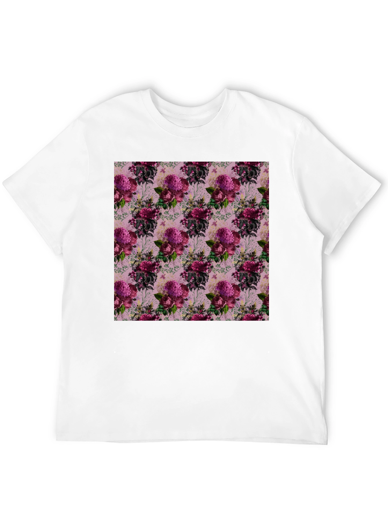Black Floral Pattern Black T-Shirt view 12